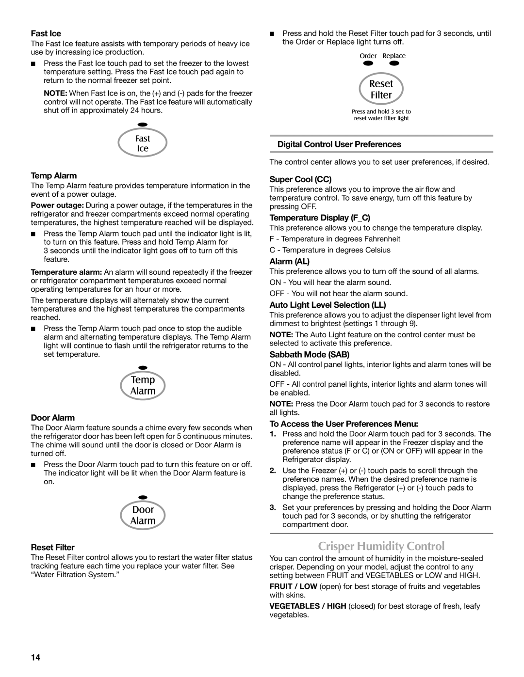 Maytag MBL2556KES installation instructions Crisper Humidity Control 