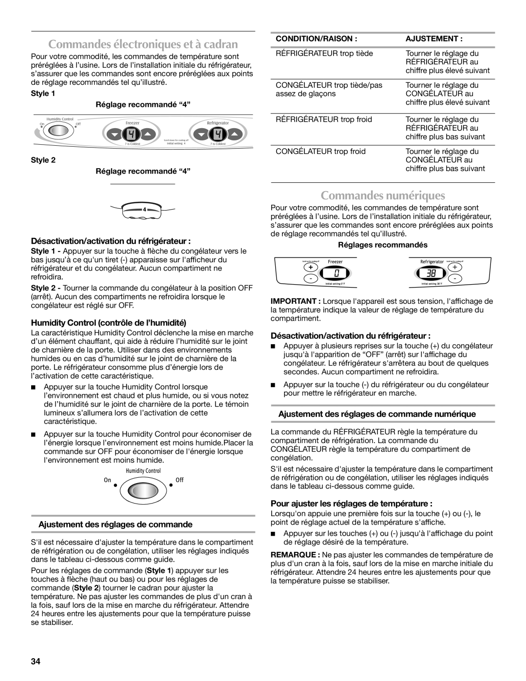 Maytag MBL2556KES installation instructions Commandes numériques 