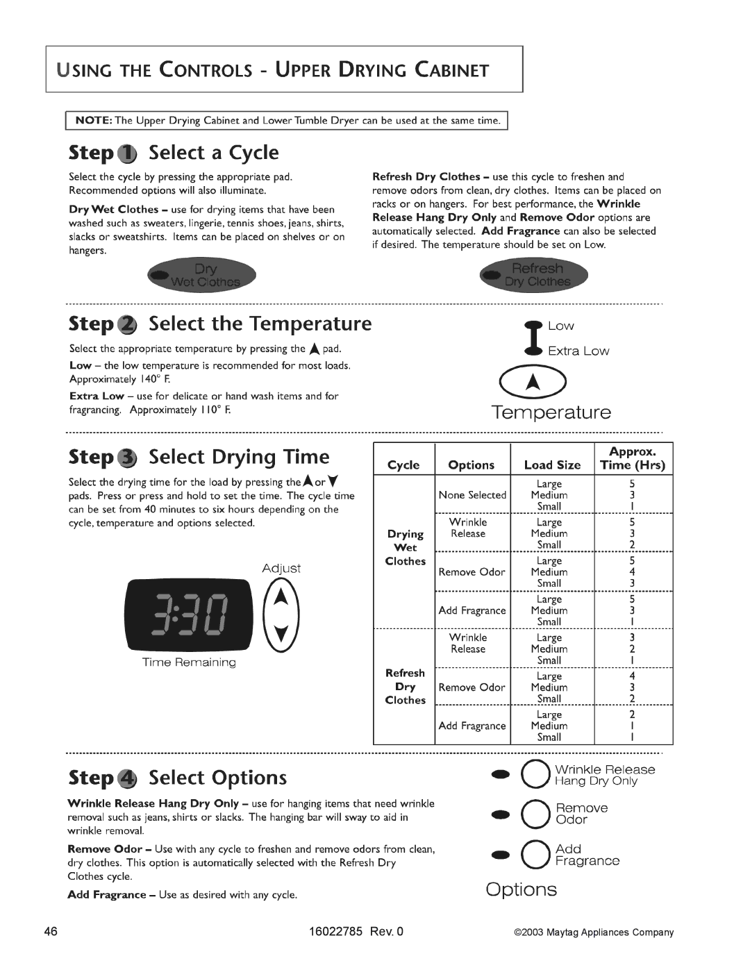 Maytag MCE8000AY manual 16022785 Rev 