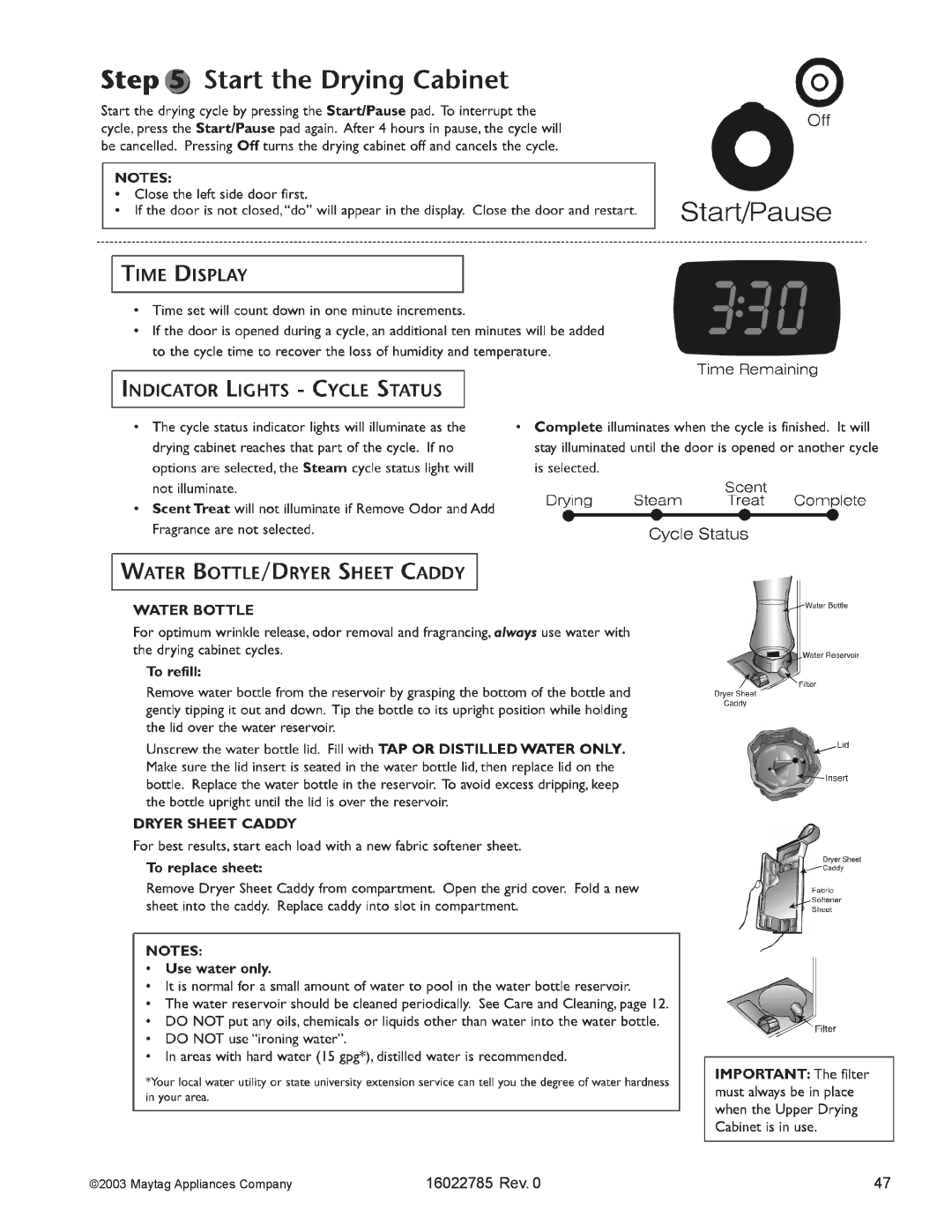 Maytag MCE8000AY manual 16022785 Rev 