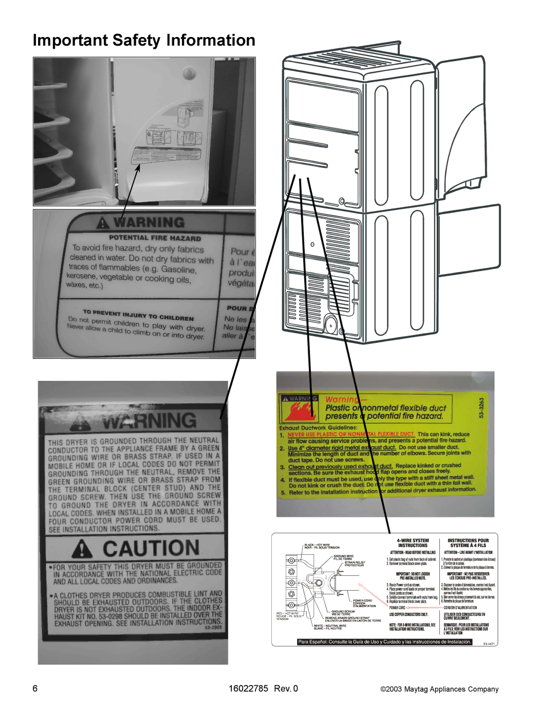 Maytag MCE8000AY manual Important Safety Information 