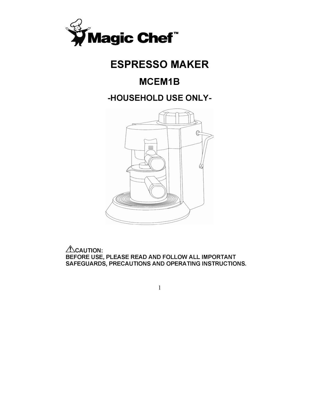 Maytag MCEM1B manual Espresso Maker 