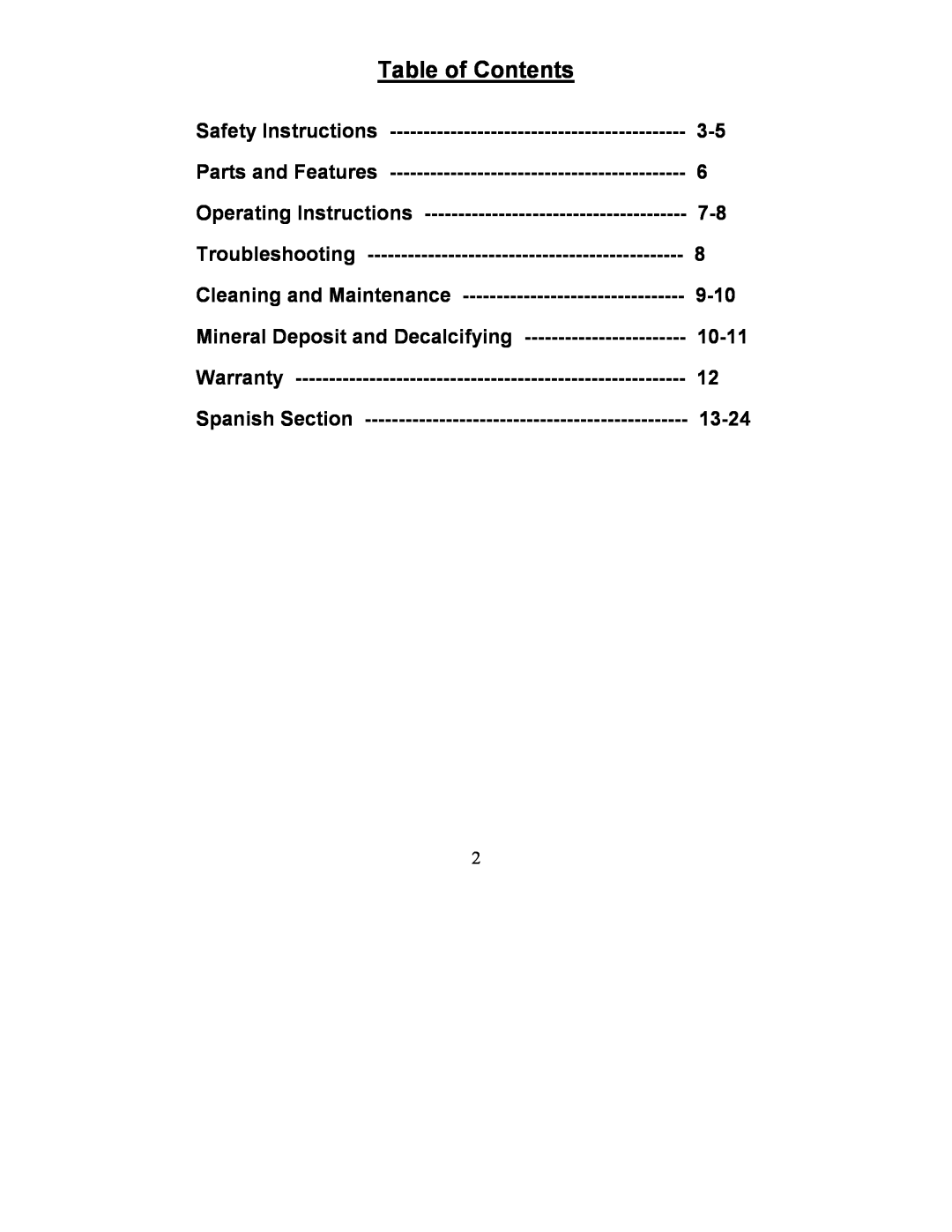 Maytag MCEM1B manual Table of Contents 