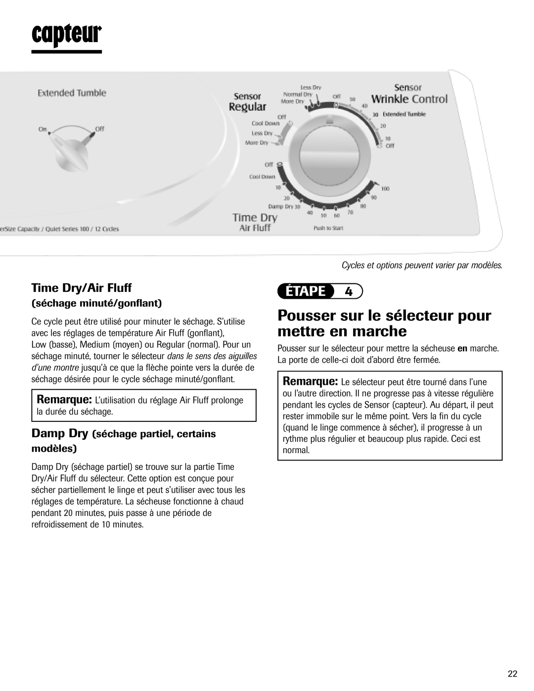 Maytag MD-1 important safety instructions Capteur 