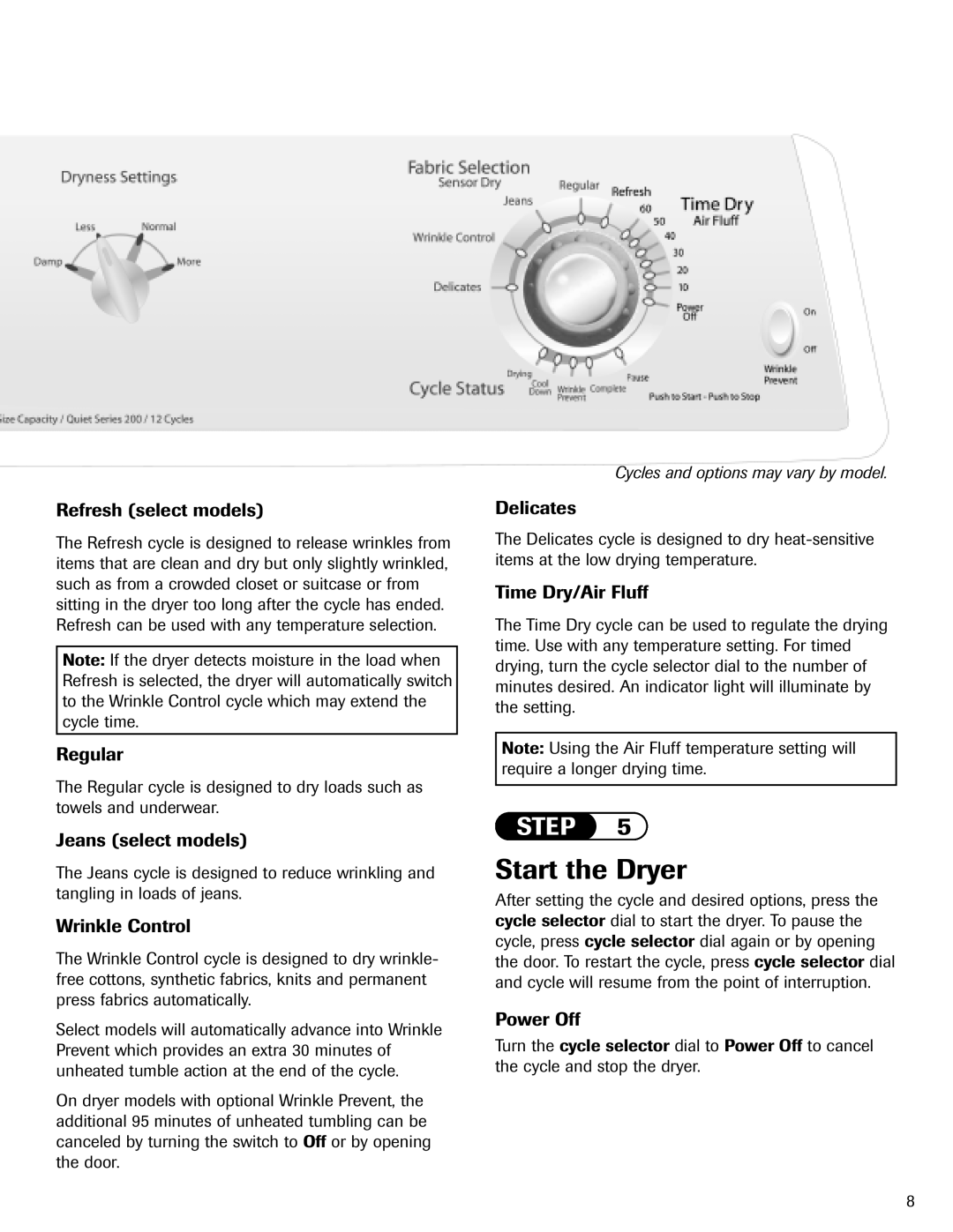 Maytag MD-1 important safety instructions Start the Dryer 