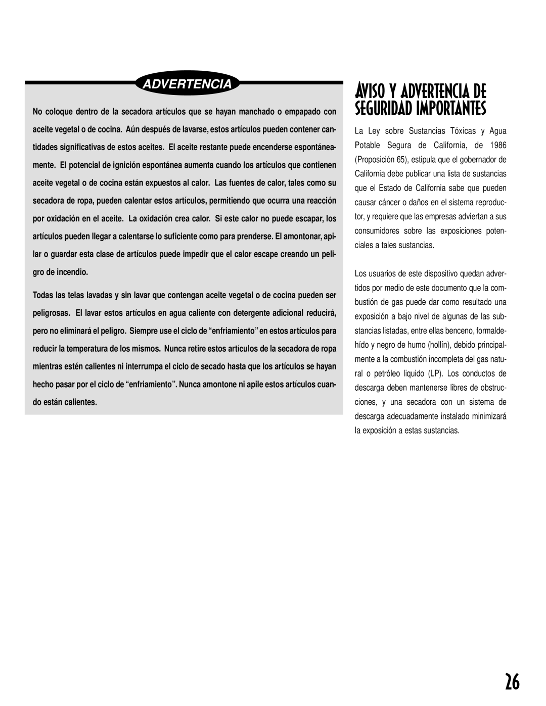 Maytag MD-14 warranty Aviso y advertencia de seguridad importantes 