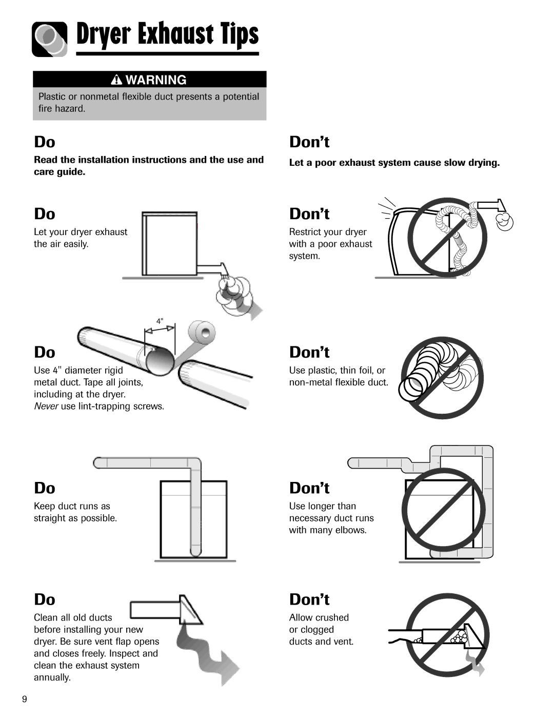 Maytag MD-24 important safety instructions Don’t 