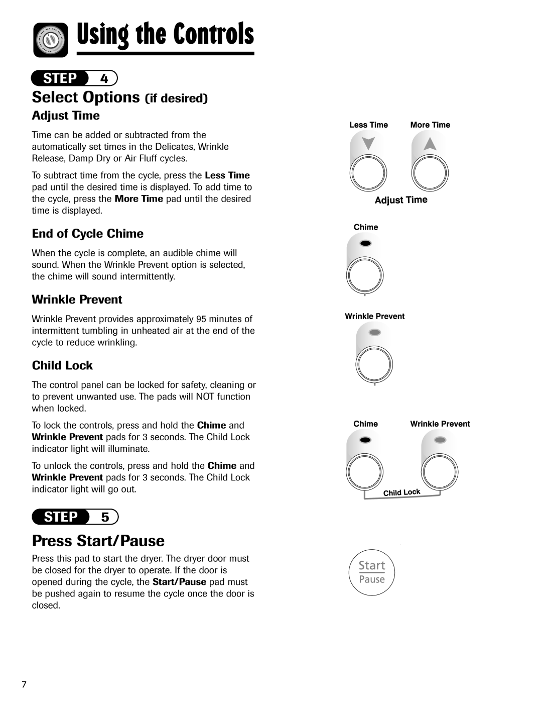 Maytag MD-24 important safety instructions Select Options if desired, Press Start/Pause 