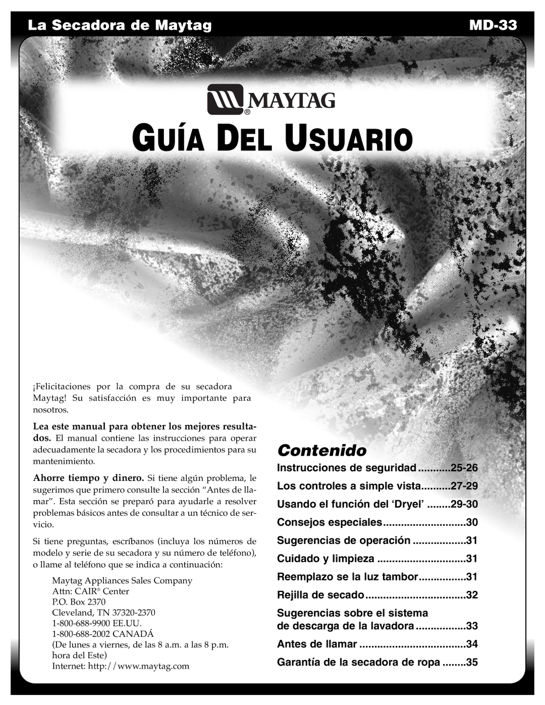 Maytag MD-33 operating instructions Guía DEL Usuario, Sugerencias sobre el sistema 