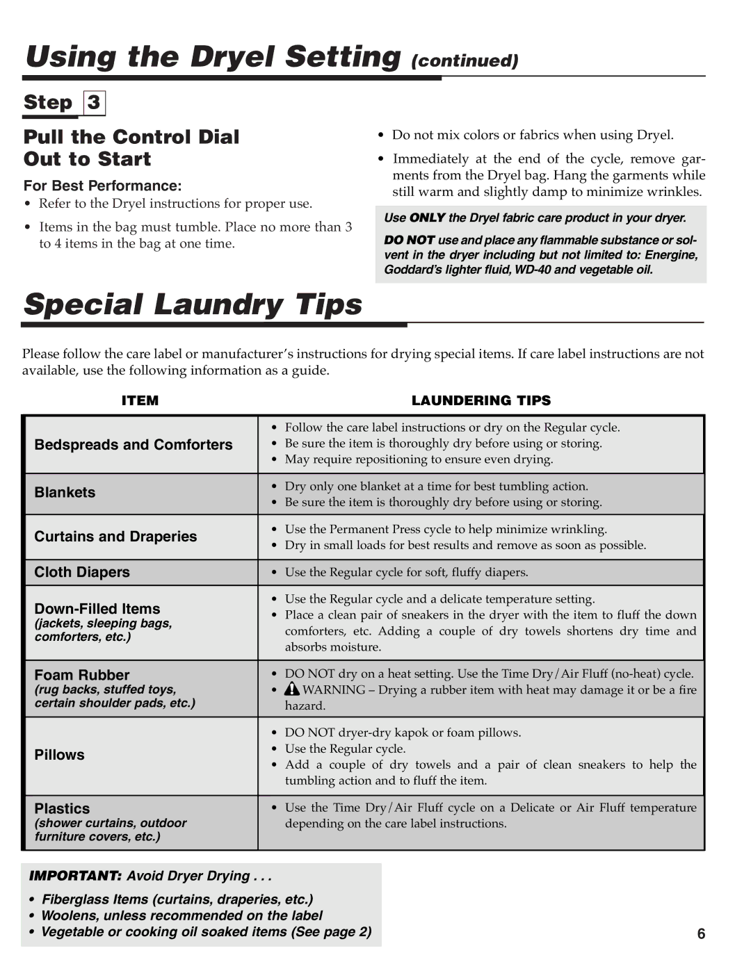 Maytag MD-33 operating instructions Special Laundry Tips 