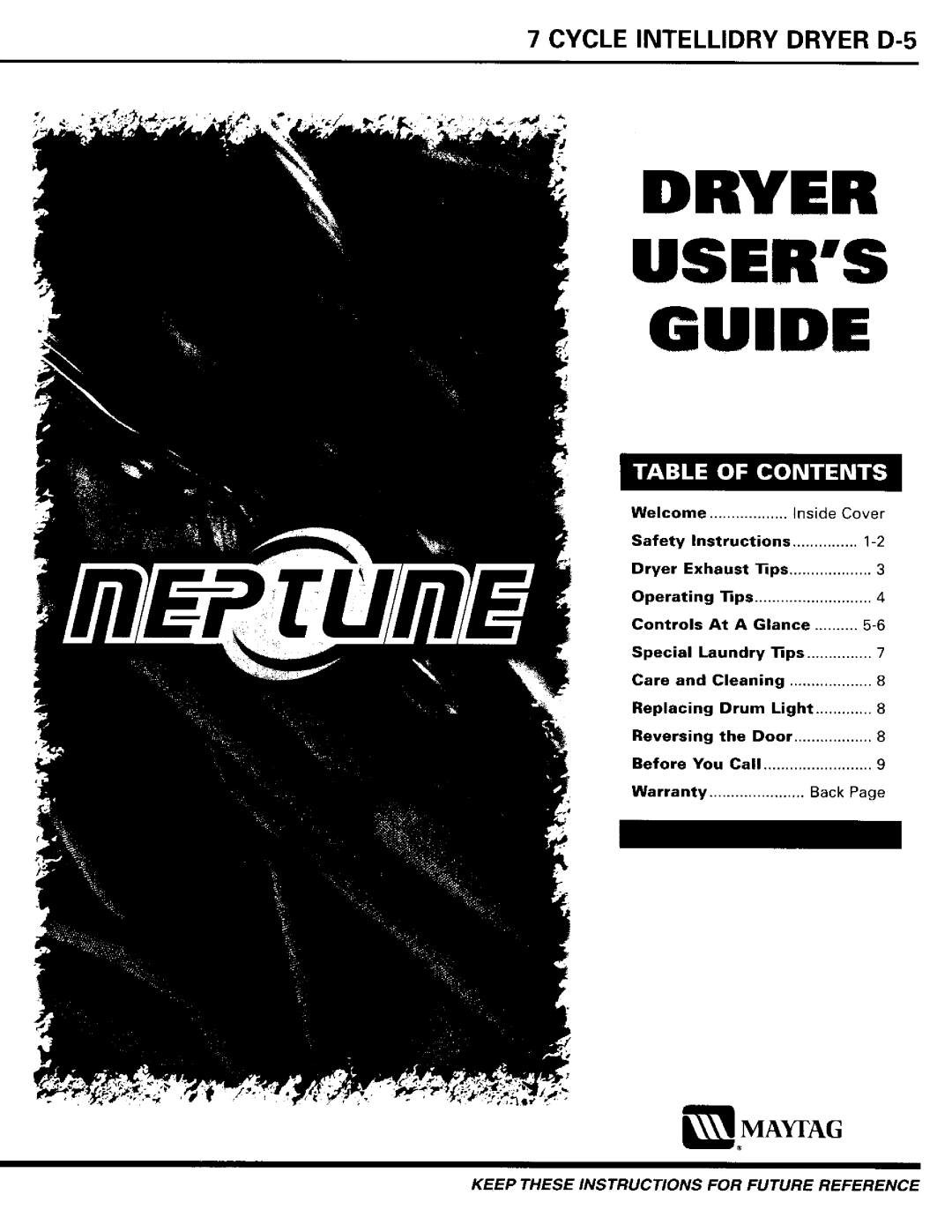 Maytag MD3000 warranty Dryer Users Guide 