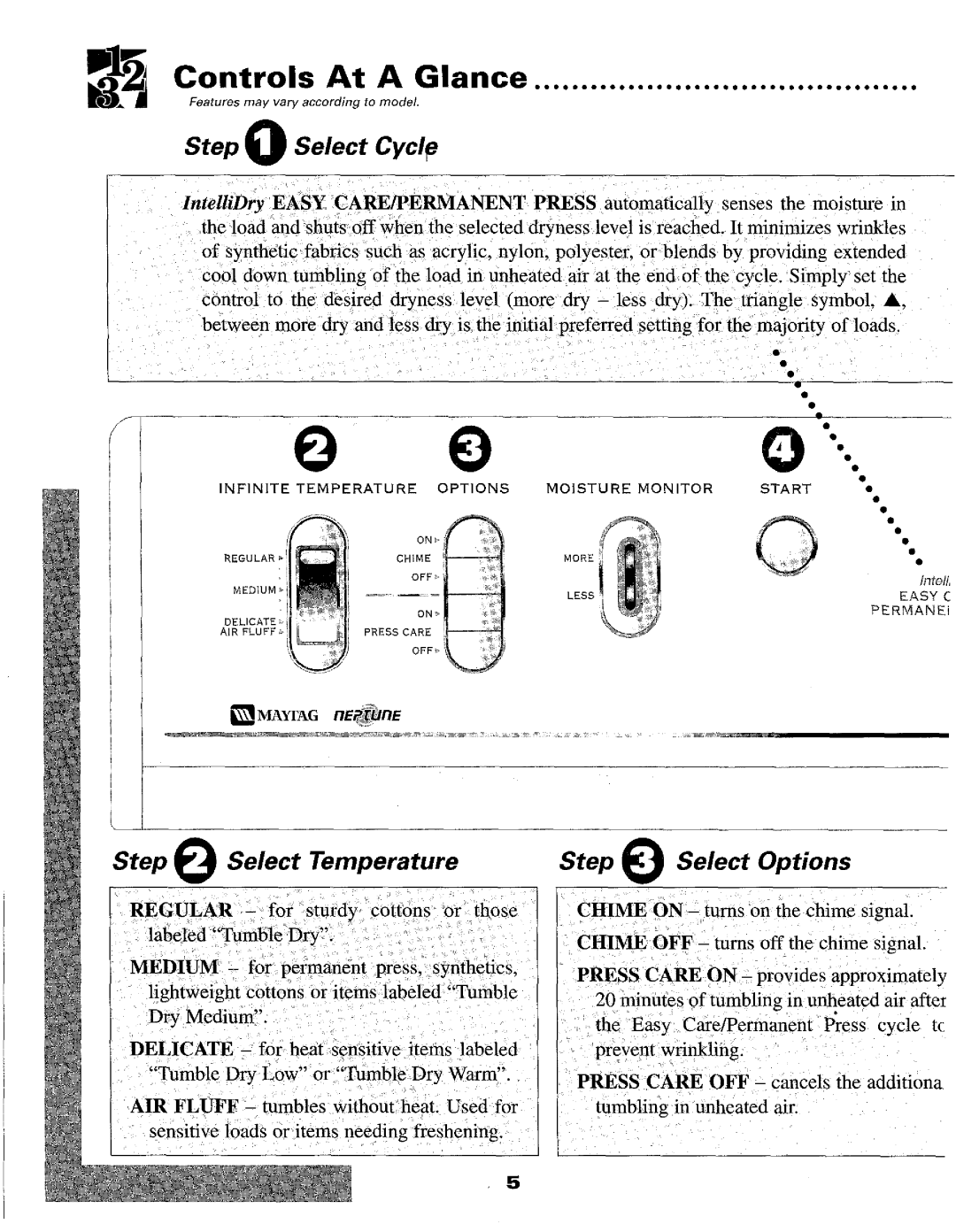 Maytag MD3000 warranty Select Cycl e, Select Temperature, Select Options 