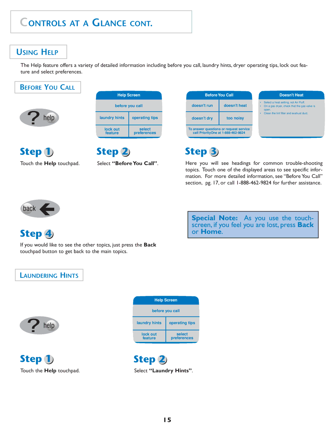 Maytag MD75 warranty Using Help, Before YOU Call, Laundering Hints, Select Before You Call 