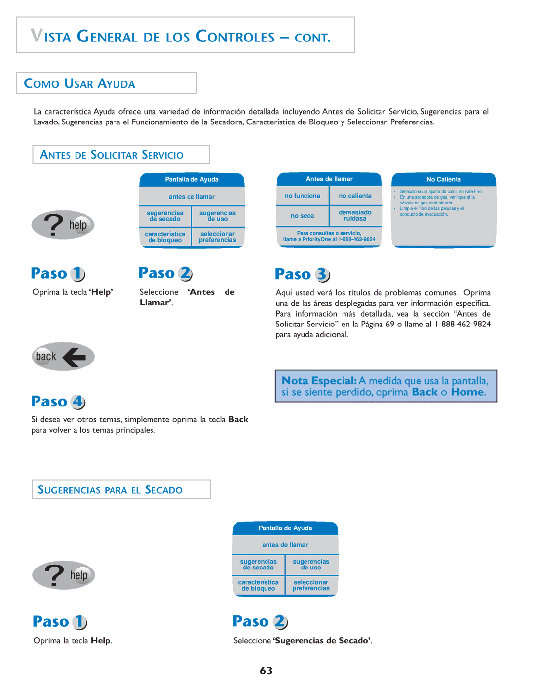 Maytag MD75 warranty Como Usar Ayuda, Antes DE Solicitar Servicio, Sugerencias Para EL Secado, Llamar’ 