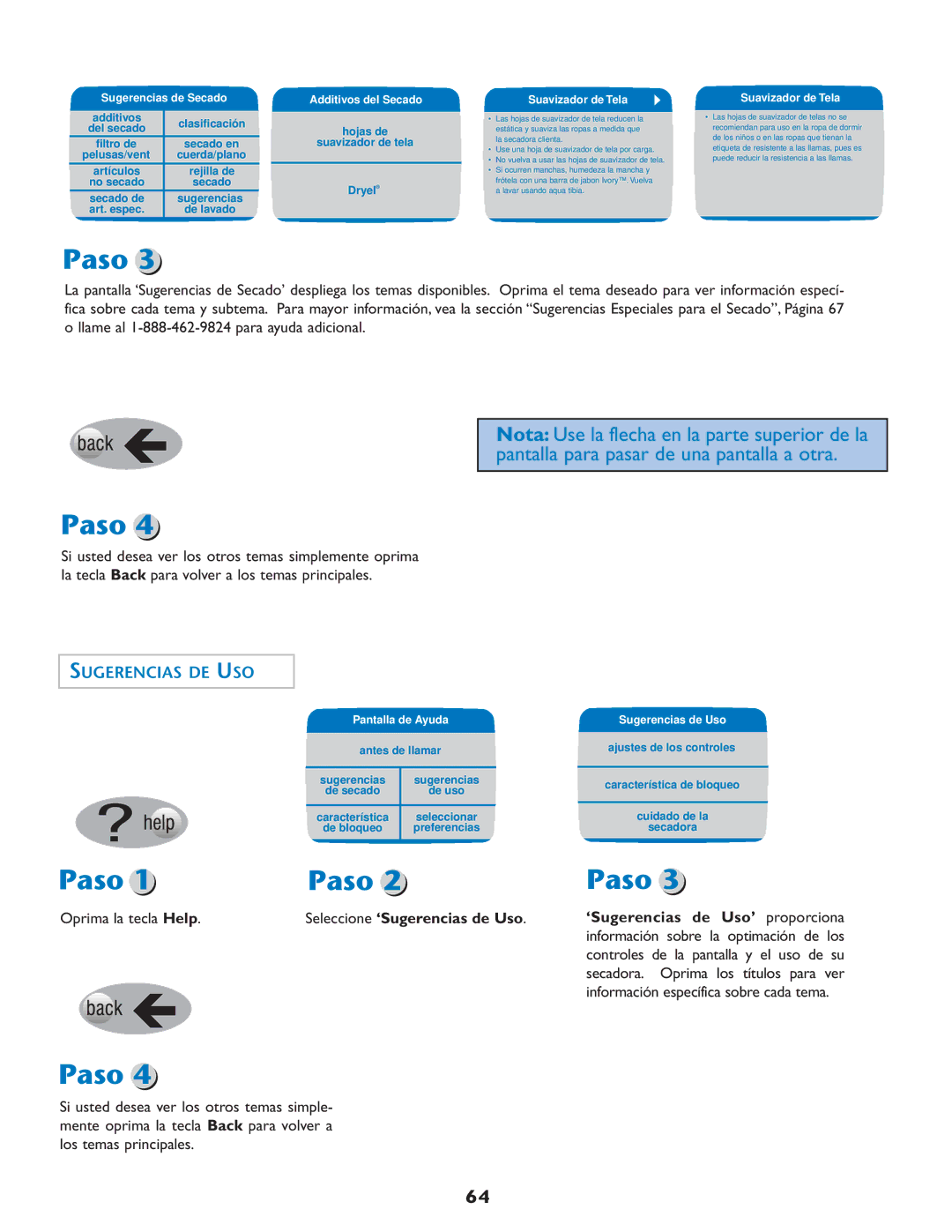 Maytag MD75 warranty Sugerencias DE USO, Sugerencias de Secado Additivos del Secado, Suavizador de Tela, Sugerencias de Uso 