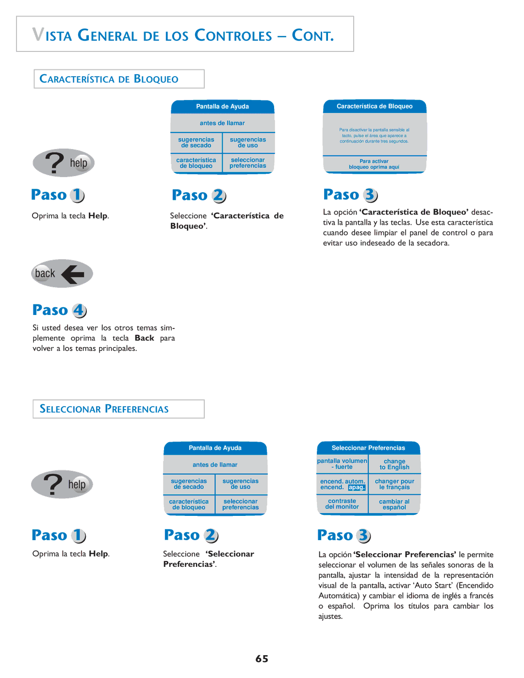 Maytag MD75 warranty Característica DE Bloqueo, Seleccionar Preferencias, Bloqueo’, Preferencias’ 