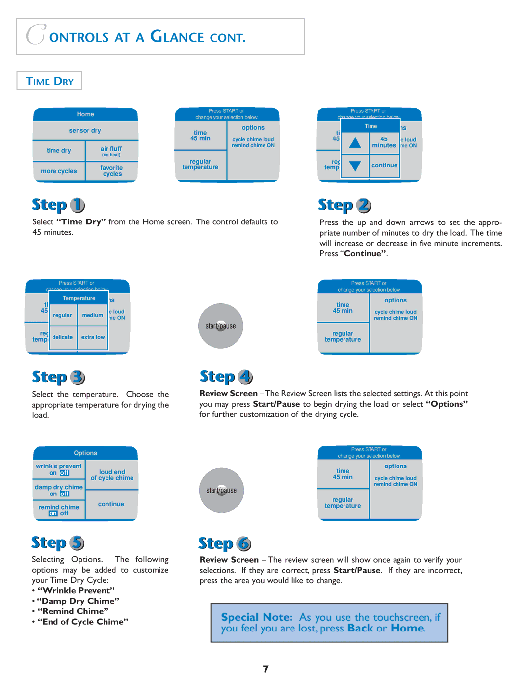 Maytag MD7500 warranty Ontrols AT a Glance, Time DRY 