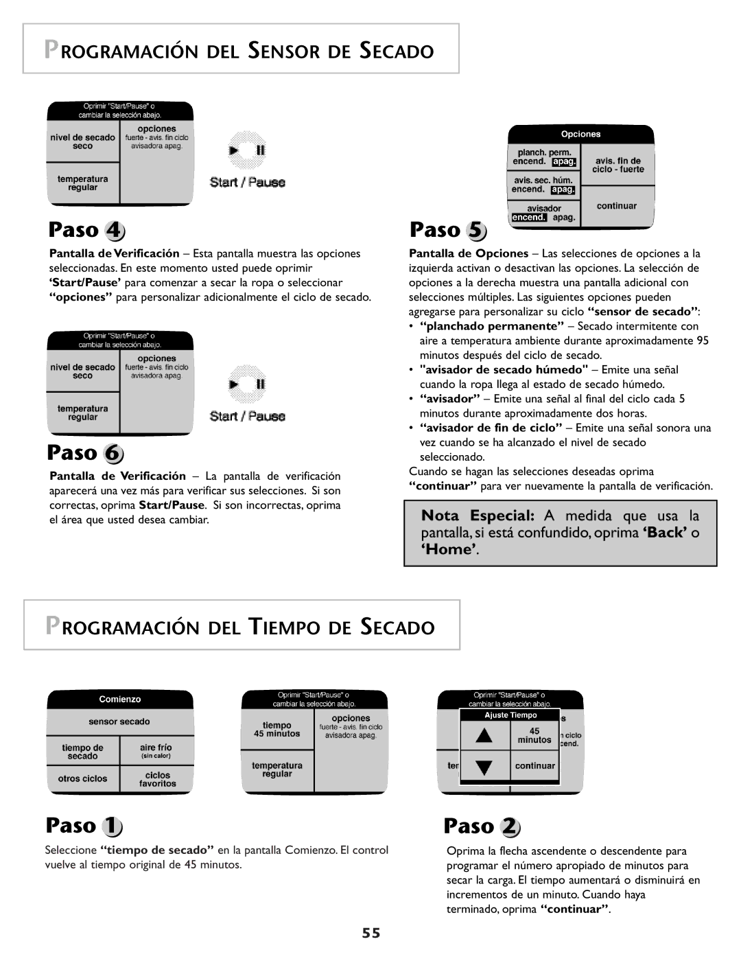 Maytag MD98 warranty Programación DEL Tiempo DE Secado 