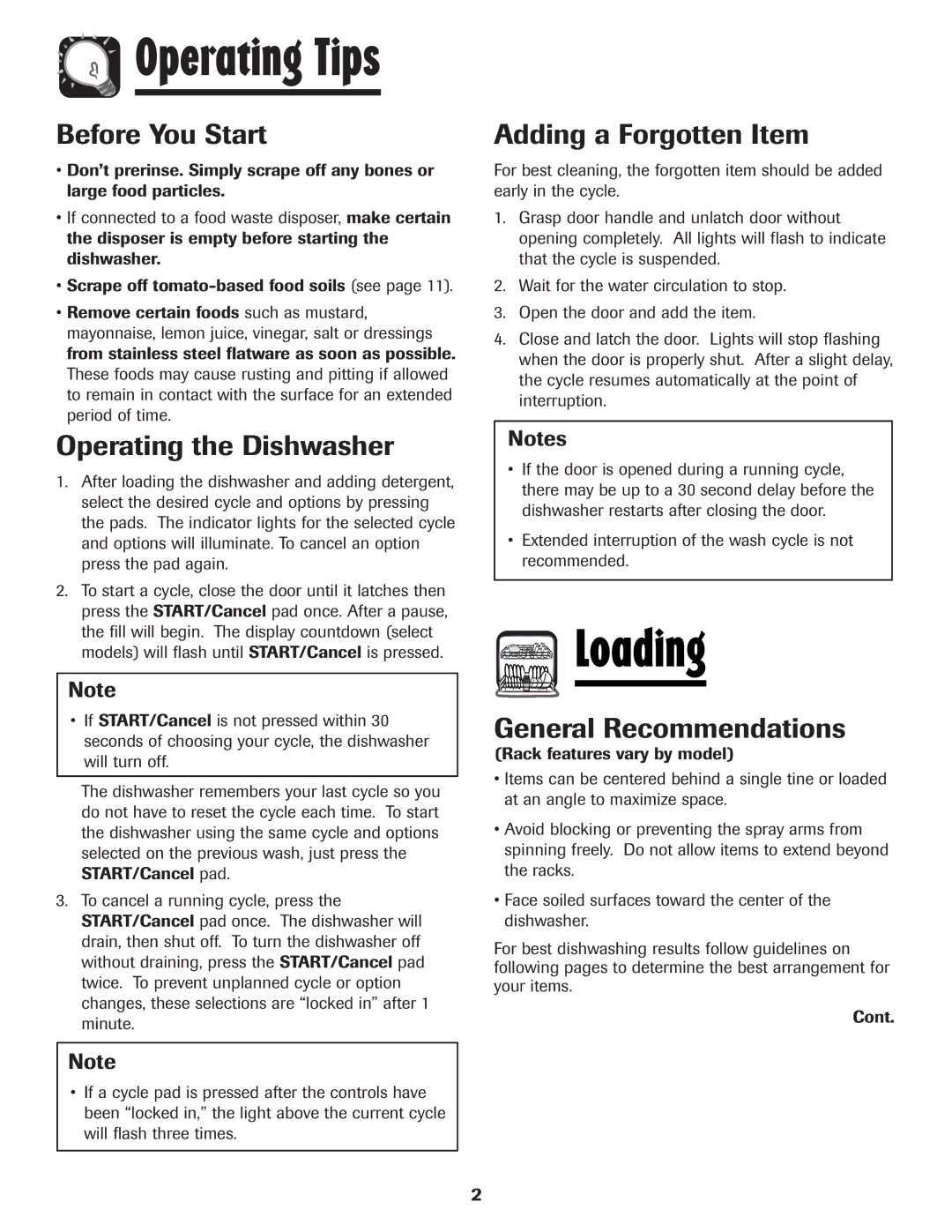 Maytag MDB-5 warranty Before You Start, Operating the Dishwasher, Adding a Forgotten Item, General Recommendations 