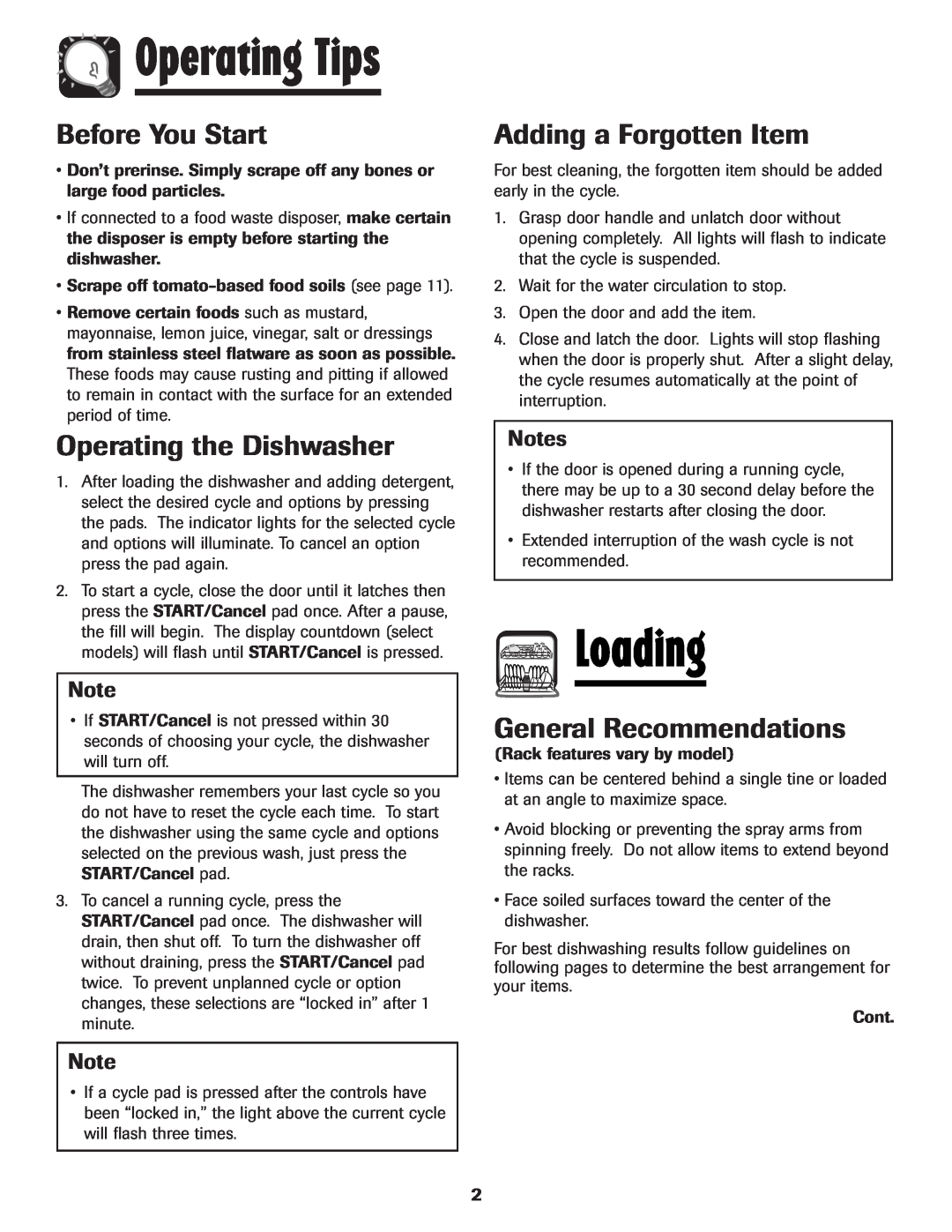 Maytag MDB-5 warranty Loading, Before You Start, Operating the Dishwasher, Adding a Forgotten Item, General Recommendations 