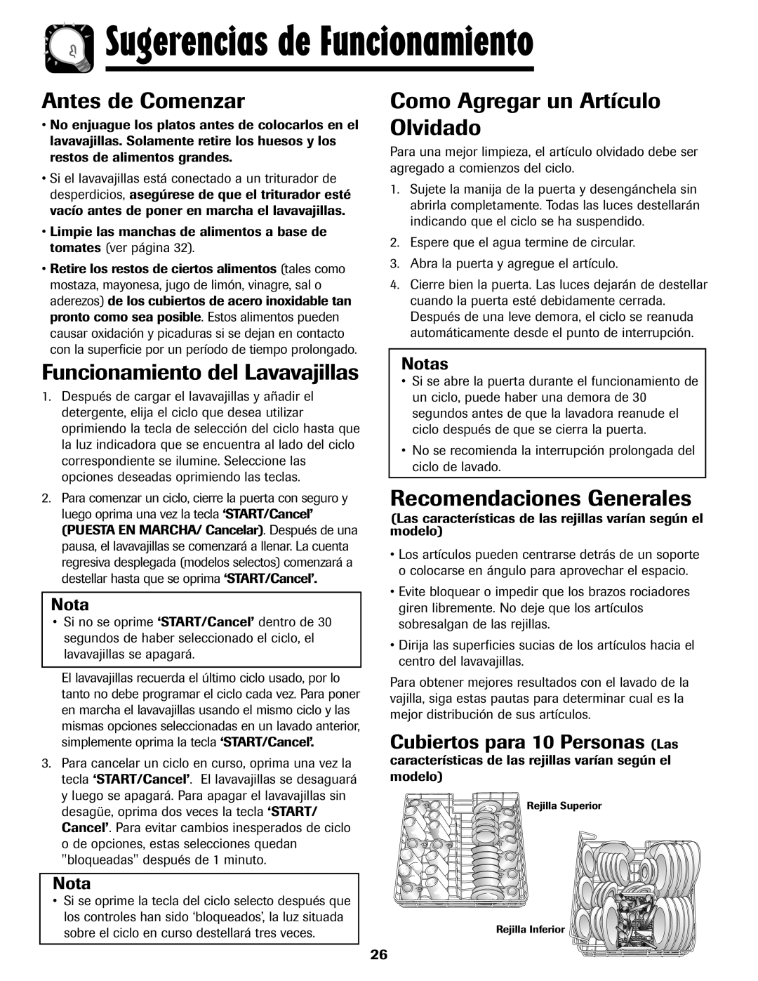 Maytag MDB-7 warranty Antes de Comenzar, Funcionamiento del Lavavajillas, Como Agregar un Artículo Olvidado 