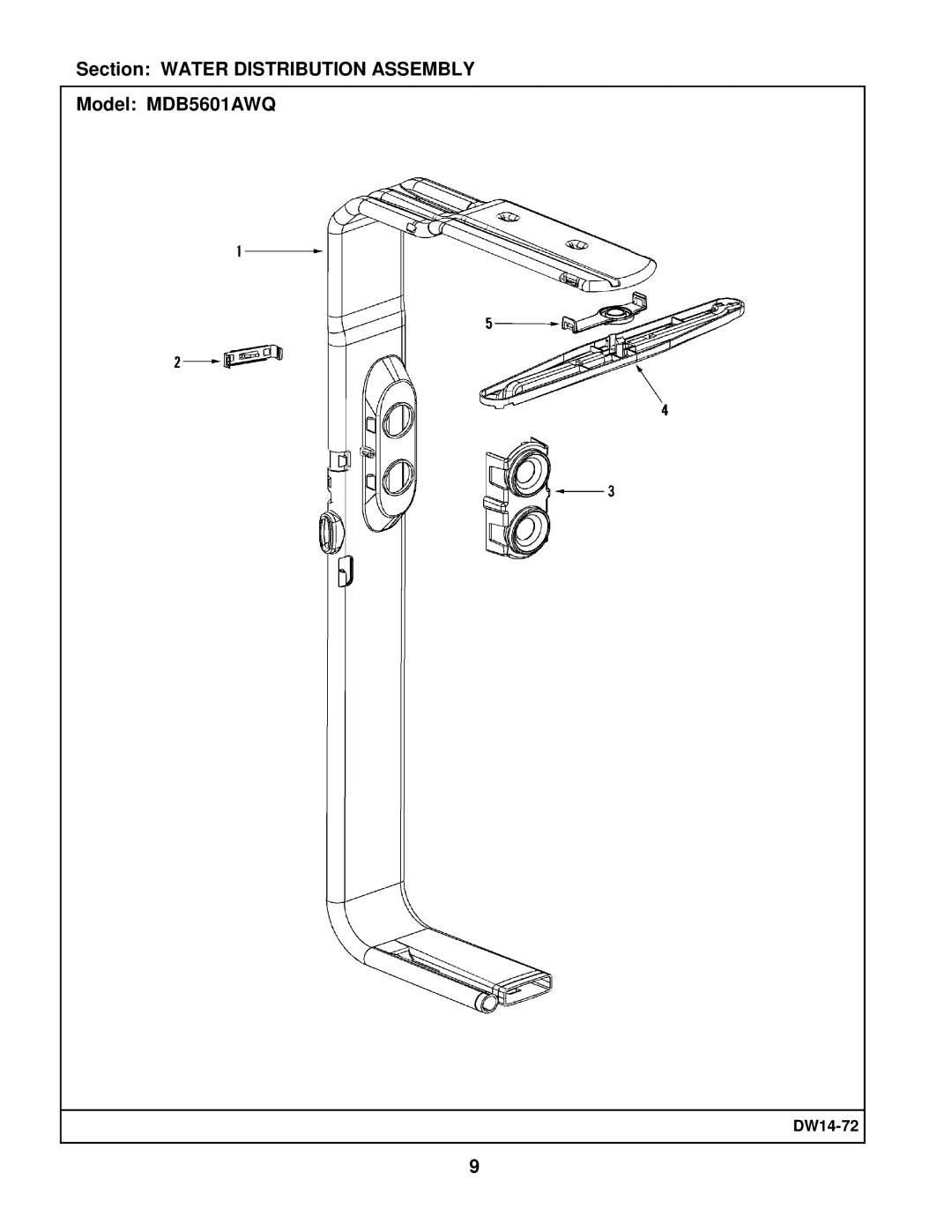 Maytag manual Section Water Distribution Assembly Model MDB5601AWQ 