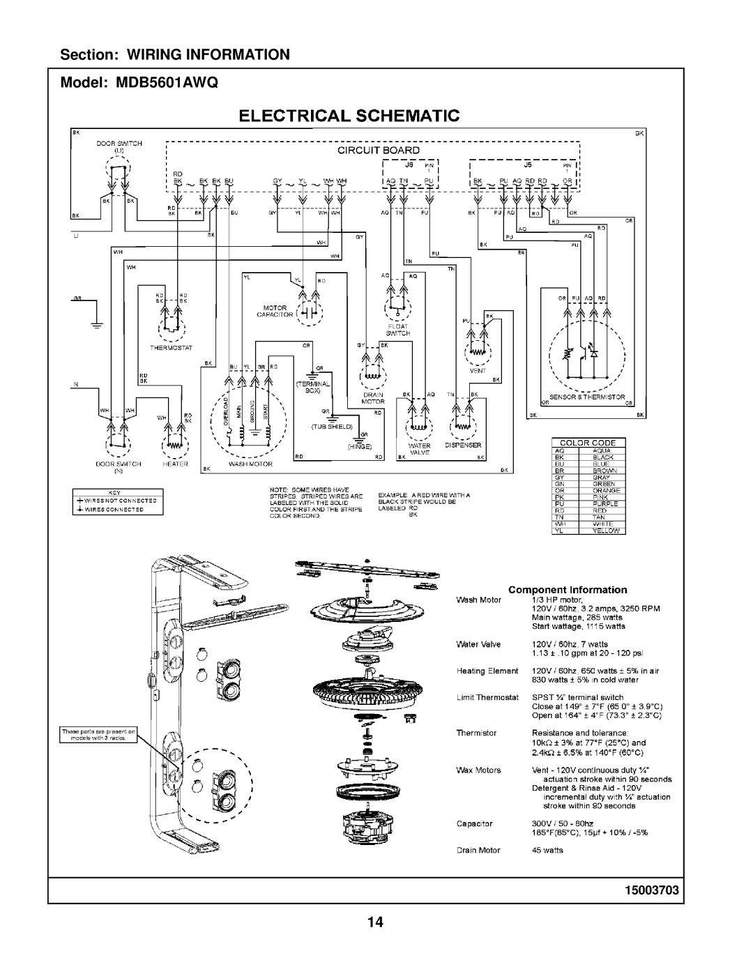 Maytag manual Section Wiring Information Model MDB5601AWQ 