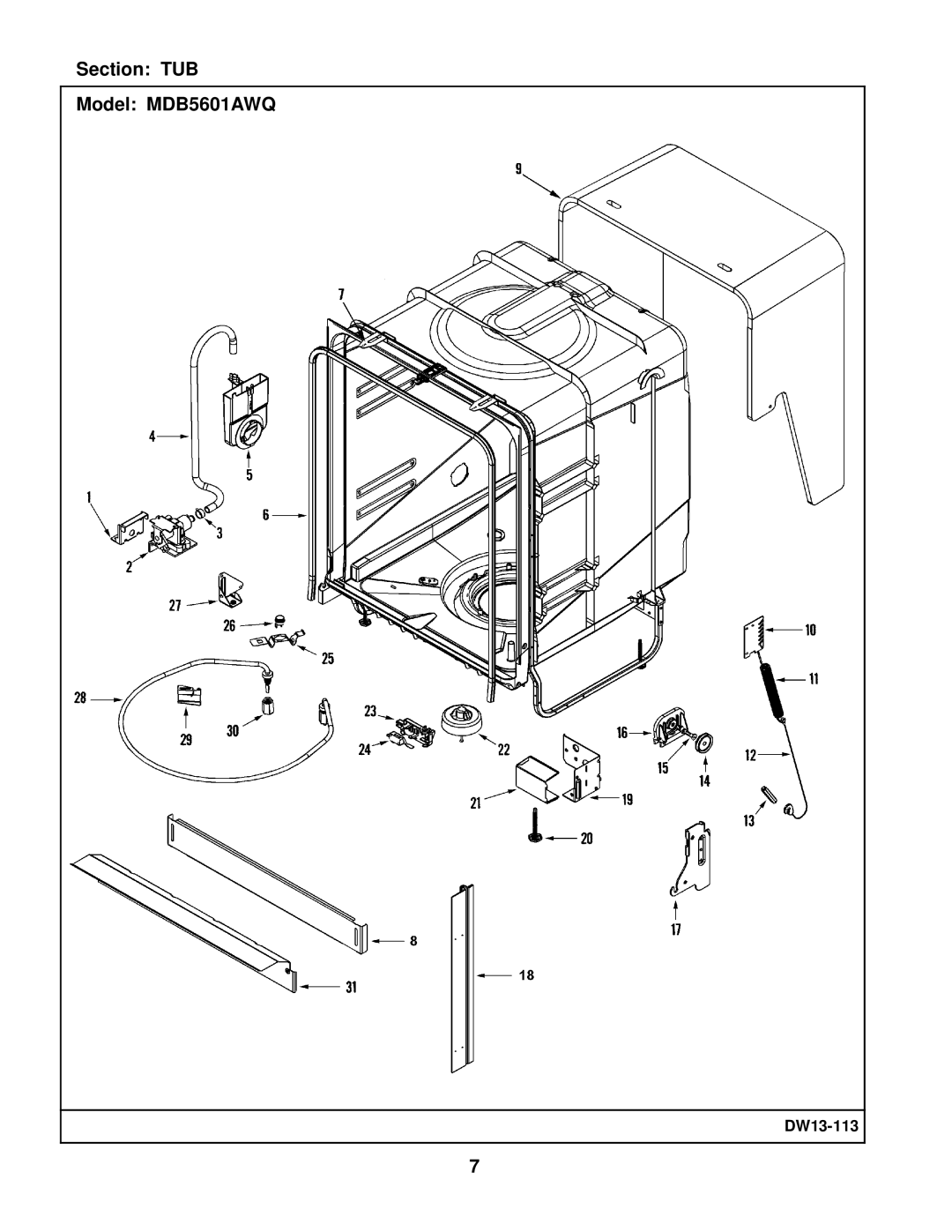 Maytag manual Section TUB Model MDB5601AWQ 