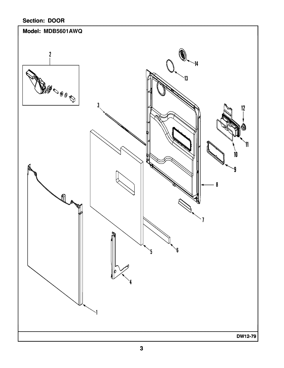 Maytag manual Section DOOR Model MDB5601AWQ, DW12-79 