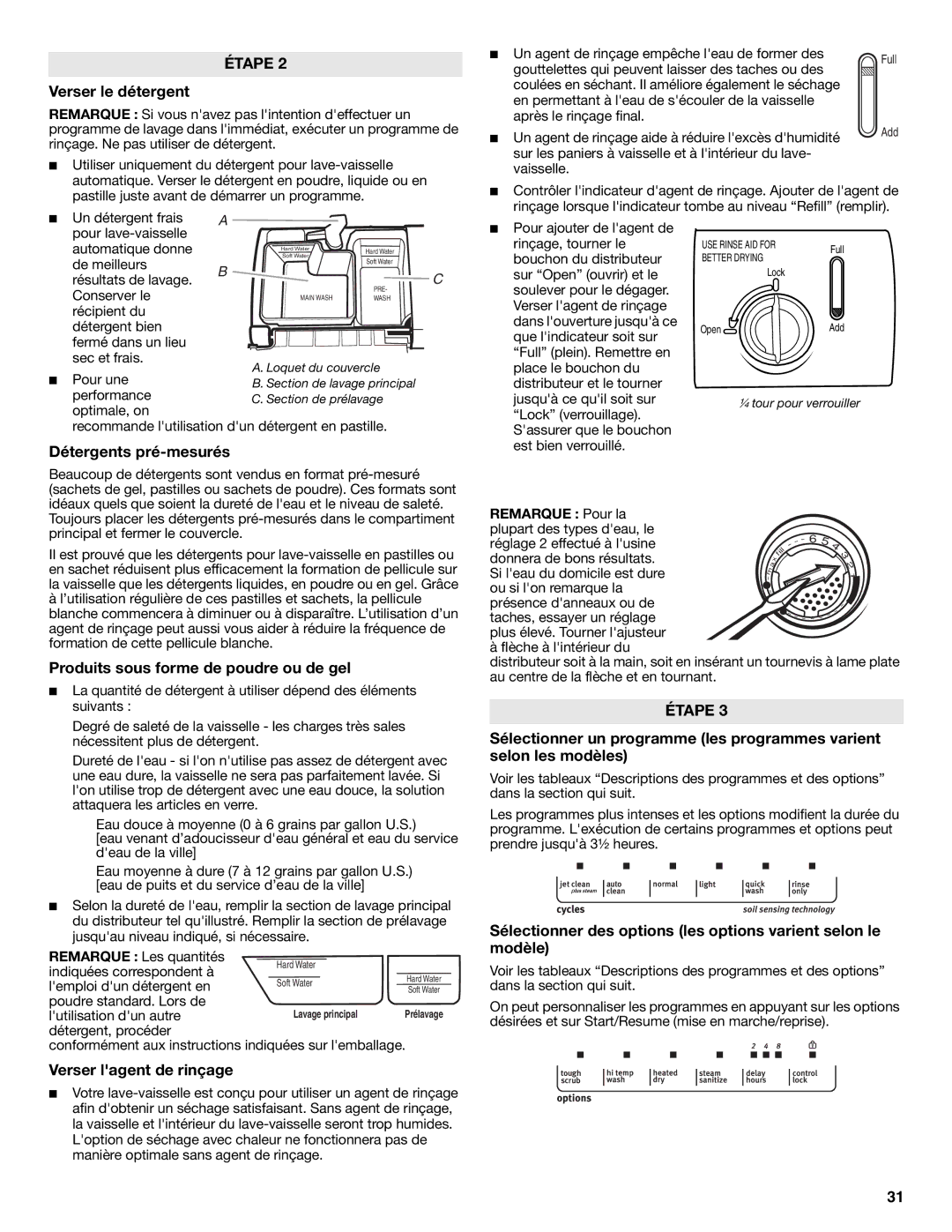 Maytag MDB6600WH warranty Verser le détergent, Détergents pré-mesurés, Produits sous forme de poudre ou de gel 