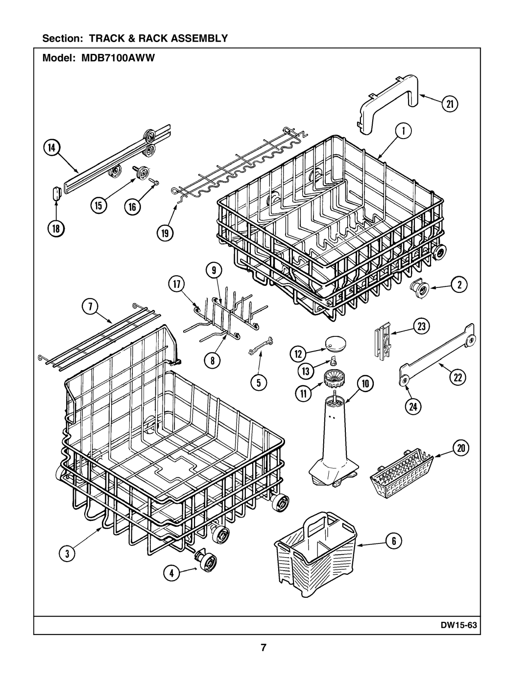 Maytag manual Section Track & Rack Assembly Model MDB7100AWW 
