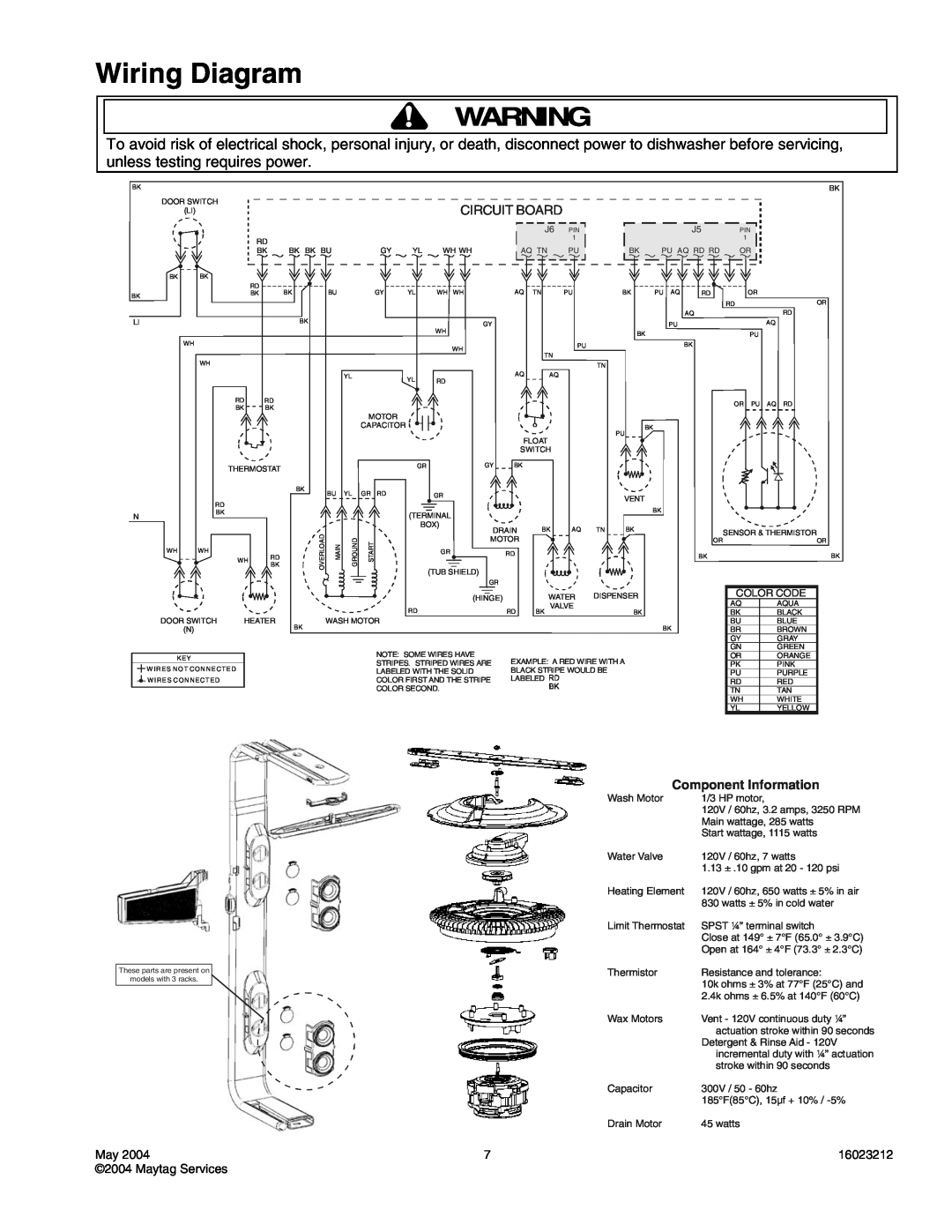 Maytag MDB7600AWW, MDB7600AWB, MDB7650AWB, MDB7650AWS, MDB7650AWQ Wiring Diagram, Circuit Board, Component Information 