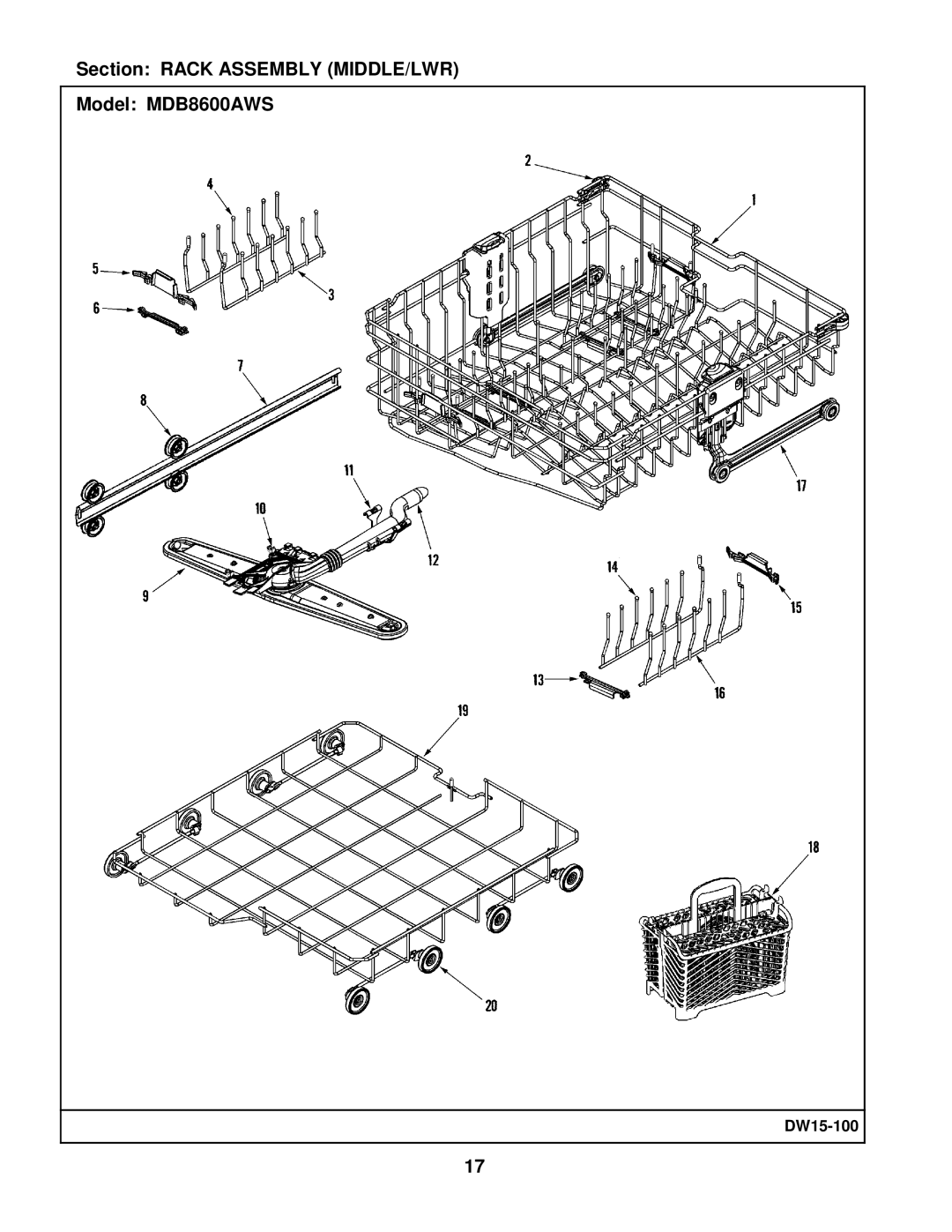 Maytag manual Section Rack Assembly MIDDLE/LWR Model MDB8600AWS 