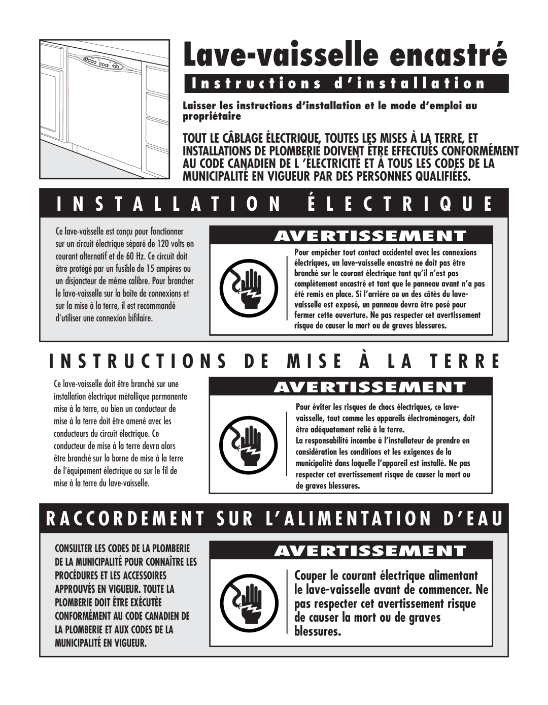 Maytag JDB2150AWP, MDB8750AW, MDB9750AW, JDB2100AW, JDB1100AW, JDB1060AW manual Lave-vaisselle encastré 