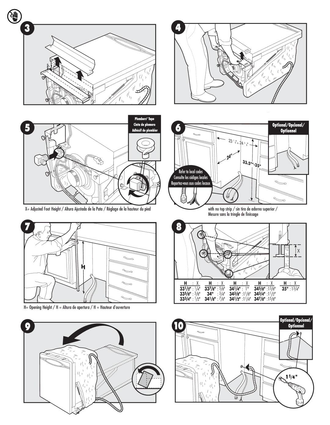 Maytag JDB1100AW, MDB8750AW, MDB9750AW, JDB2150AWP, JDB2100AW, JDB1060AW manual 34 1/ 4 34 5/ 8 1 3 / 8 35 1 3 