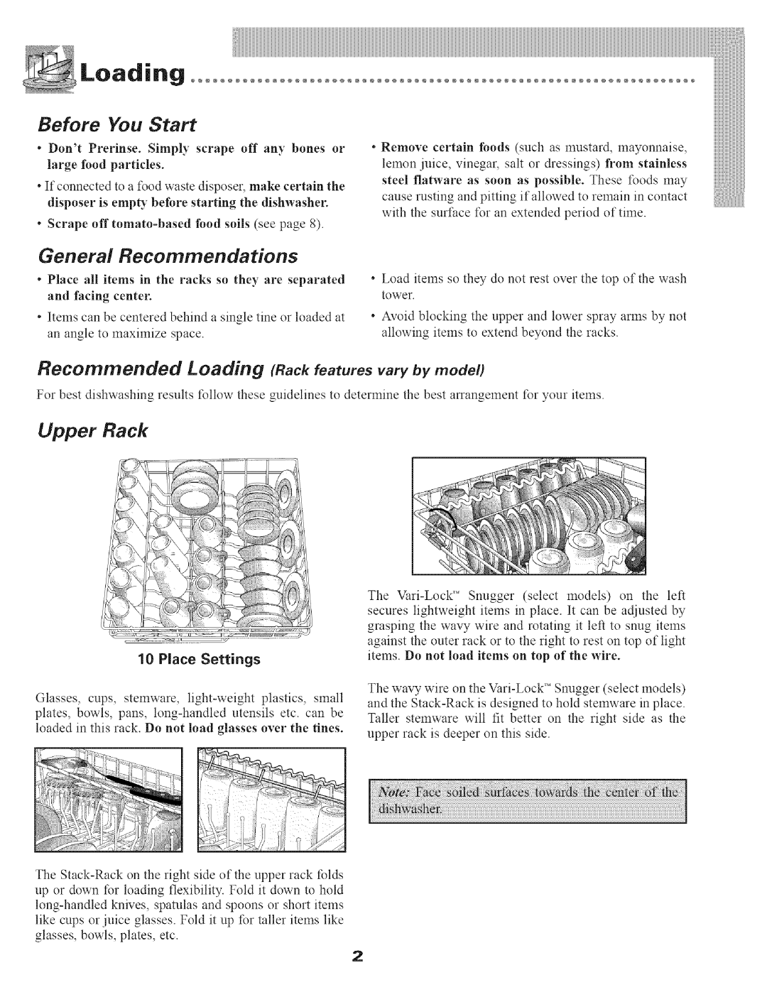 Maytag MDB9100 manual General Recommendations, Before You Start, Upper Rack 