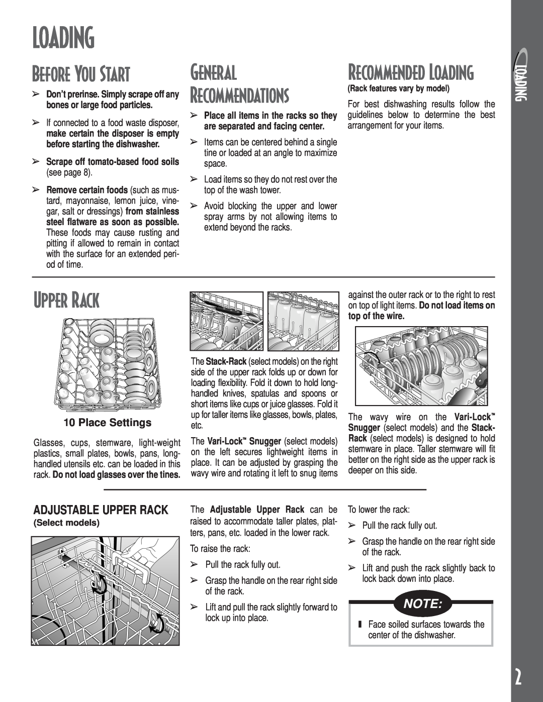 Maytag MDB/C-2 manual Before You Start, General, Recommendations, Recommended Loading, Adjustable Upper Rack 