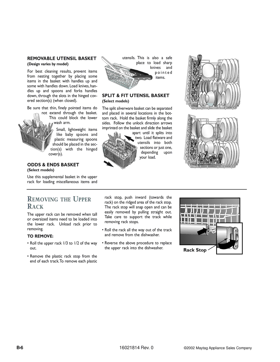 Maytag MDB8600AW, MDBH950AW, MDB9600AW, MDBL540AW Be sure that thin, not, Hinged, Sharp and p o i n t e d Items, Your load 