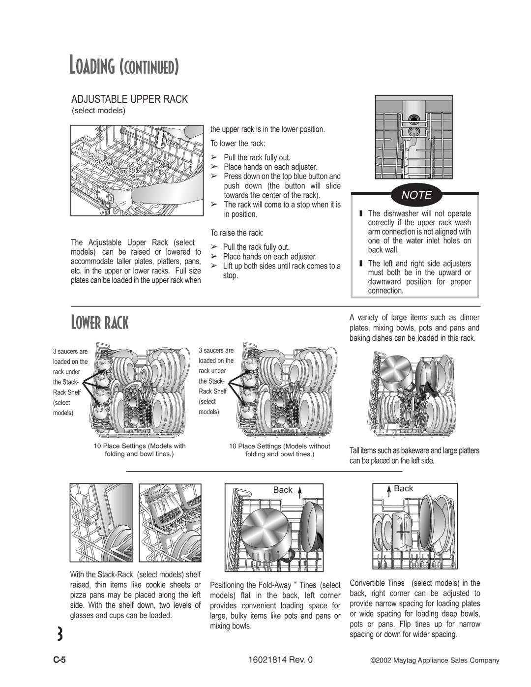 Maytag JDB4000AW, MDBH950AW, MDB9600AW, MDBL540AW, MDBF750AW, MDBH970AW, MDBF550AW, MDB8600AW, MDB7600AW, MDB6600AW manual Loading 