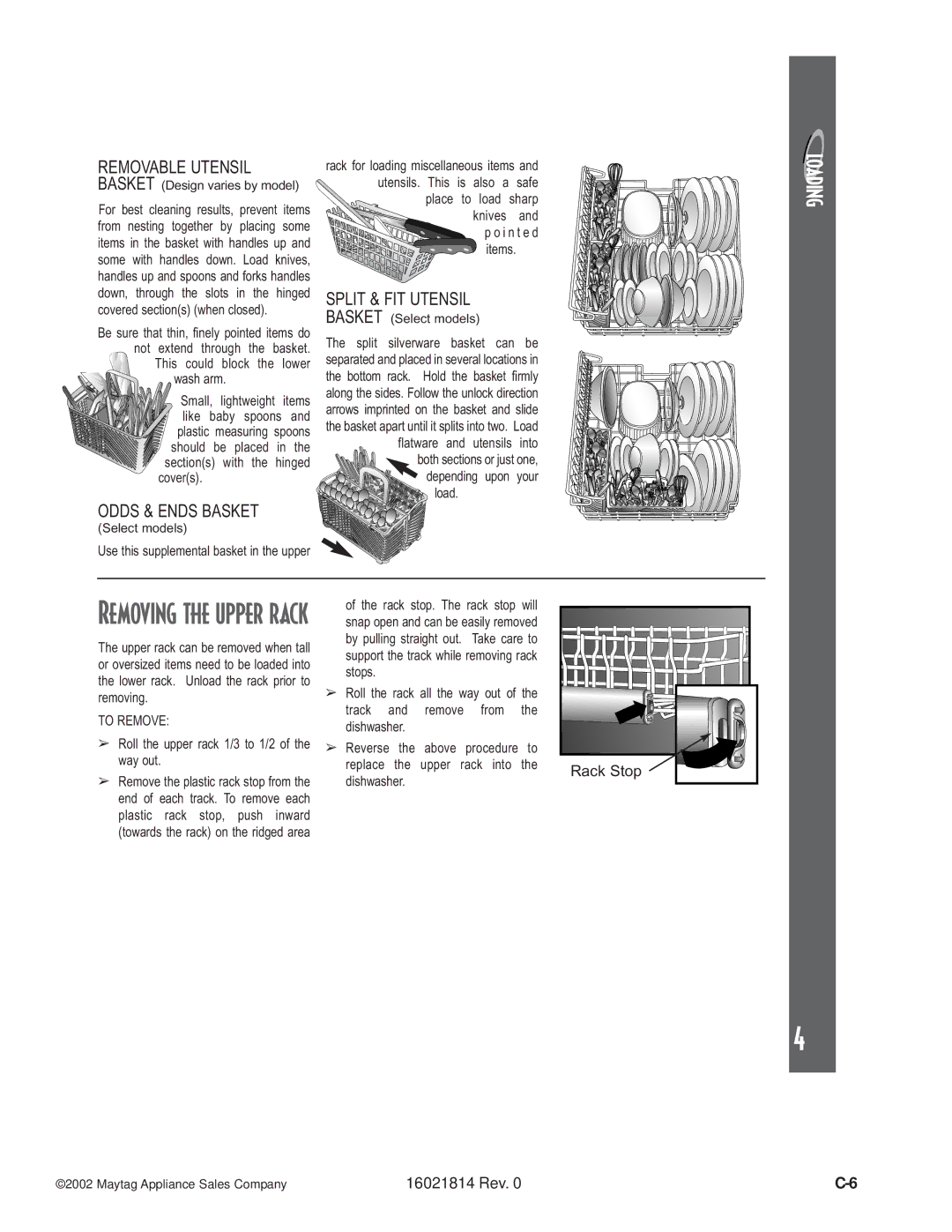 Maytag MDB7600AW, MDBH950AW, MDB9600AW, MDBL540AW, MDBF750AW, MDBH970AW, MDBF550AW, MDB8600AW, JDB4000AW, MDB6600AW manual Loading 