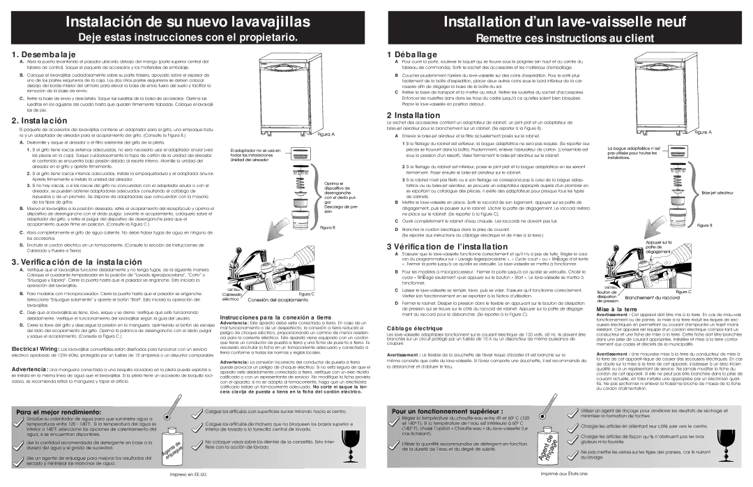 Maytag MDC4650AWW manual Desembalaje, Instalación, Verificación de la instalación, Déballage, Installation 