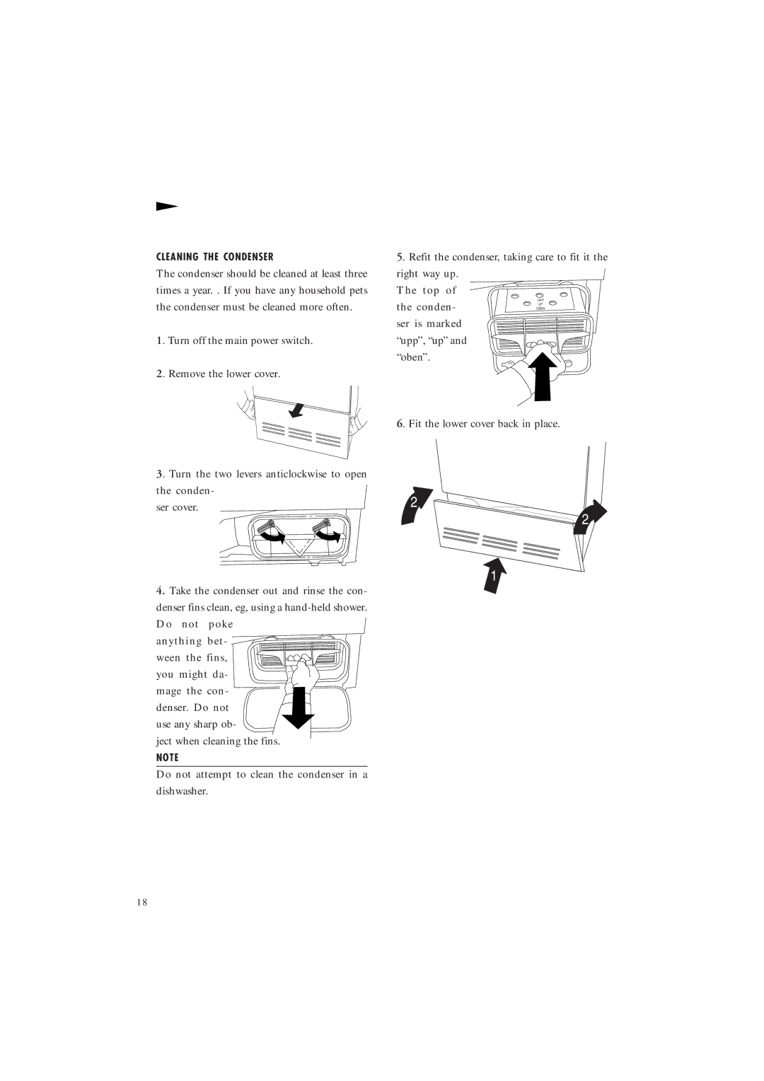 Maytag MDE 9801, MDE 9701 manual Cleaning the Condenser 