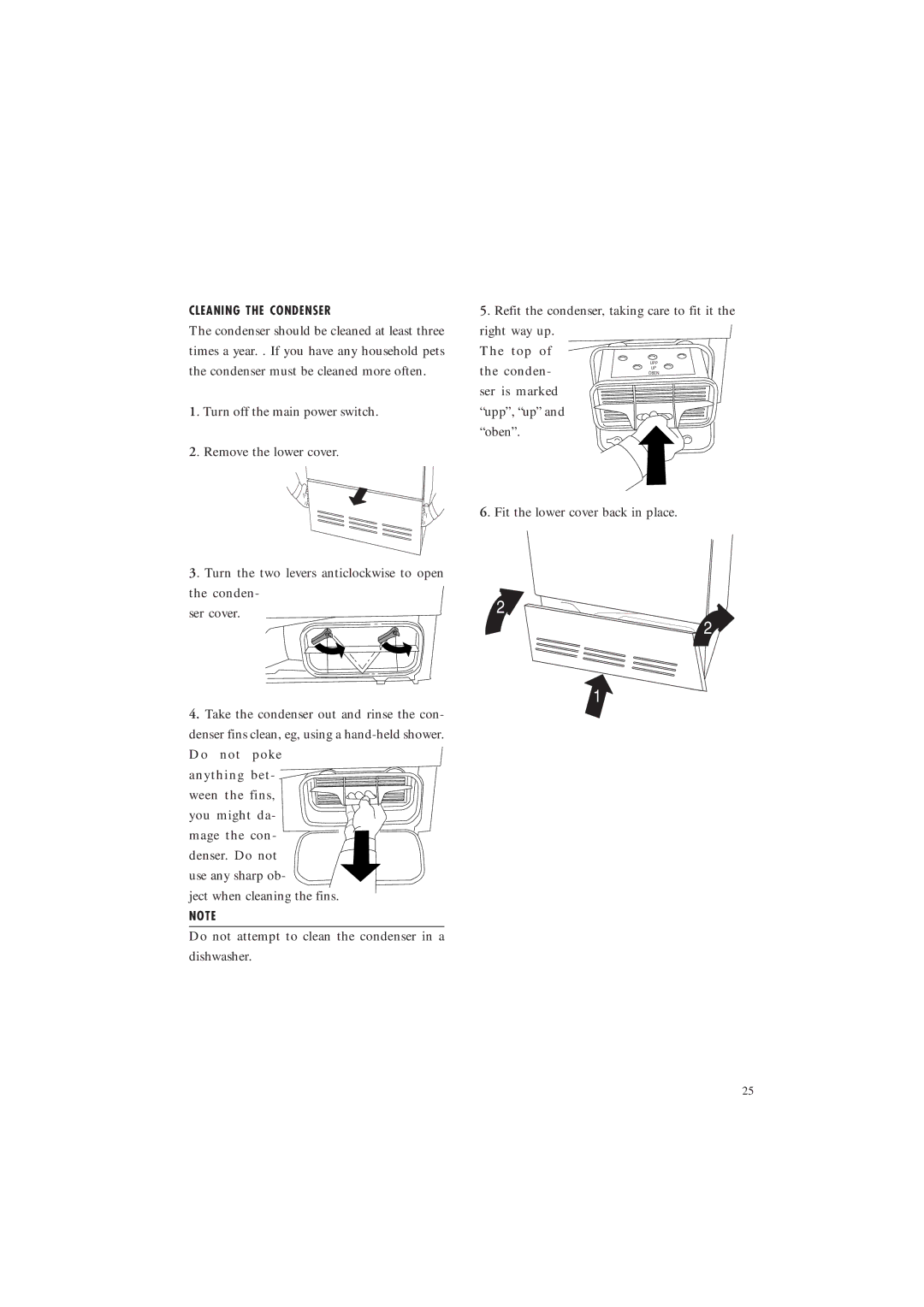 Maytag MDE 9901 manual Cleaning the Condenser 