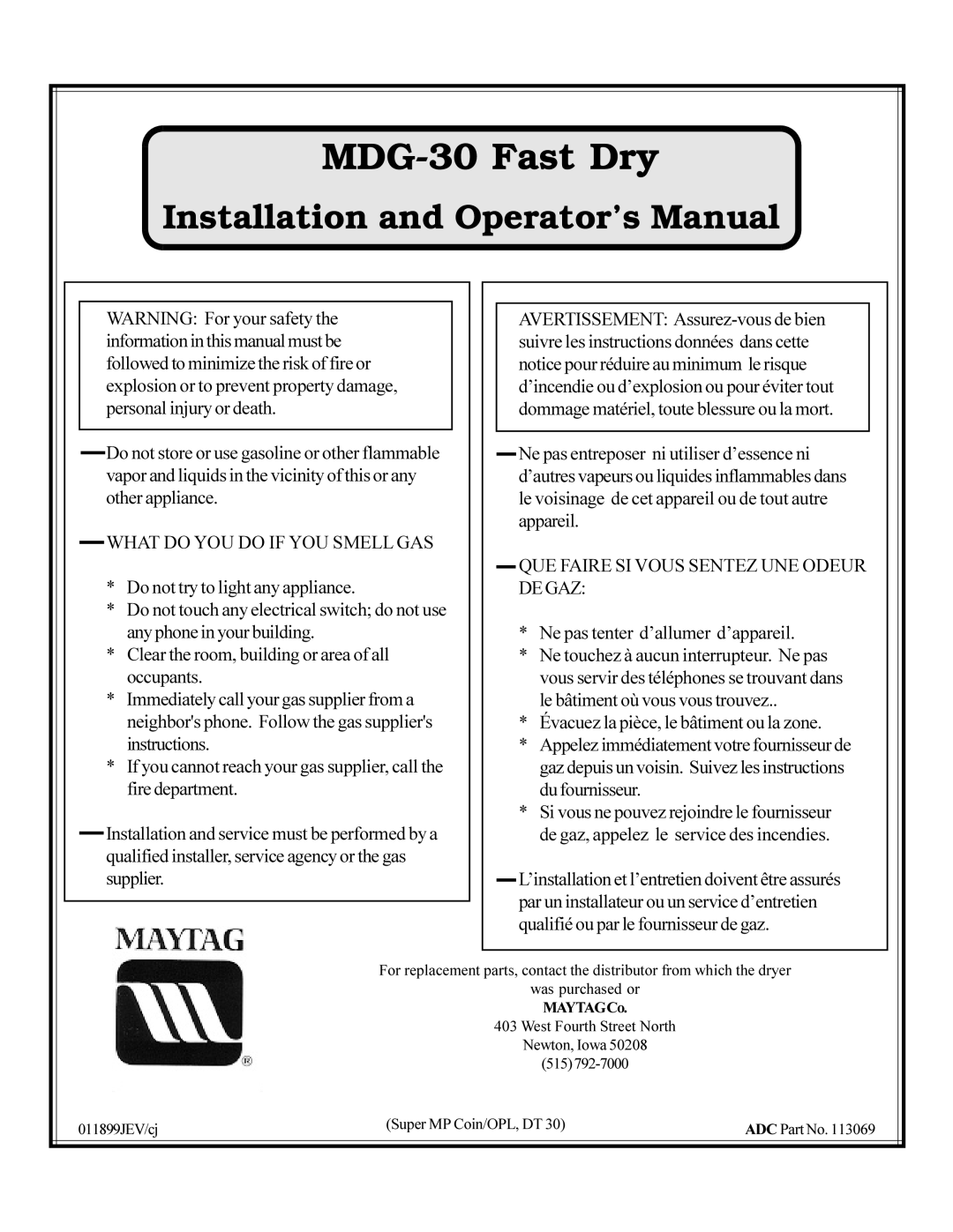 Maytag manual MDG-30 Fast Dry 