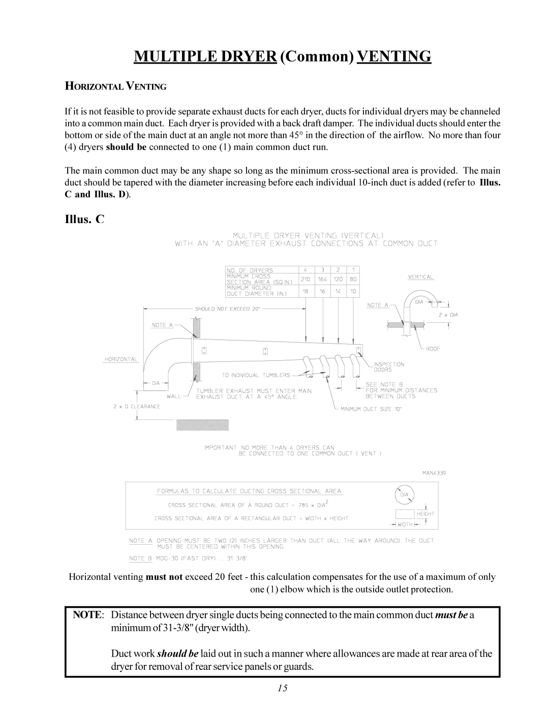 Maytag MDG-30 manual Multiple Dryer Common Venting 