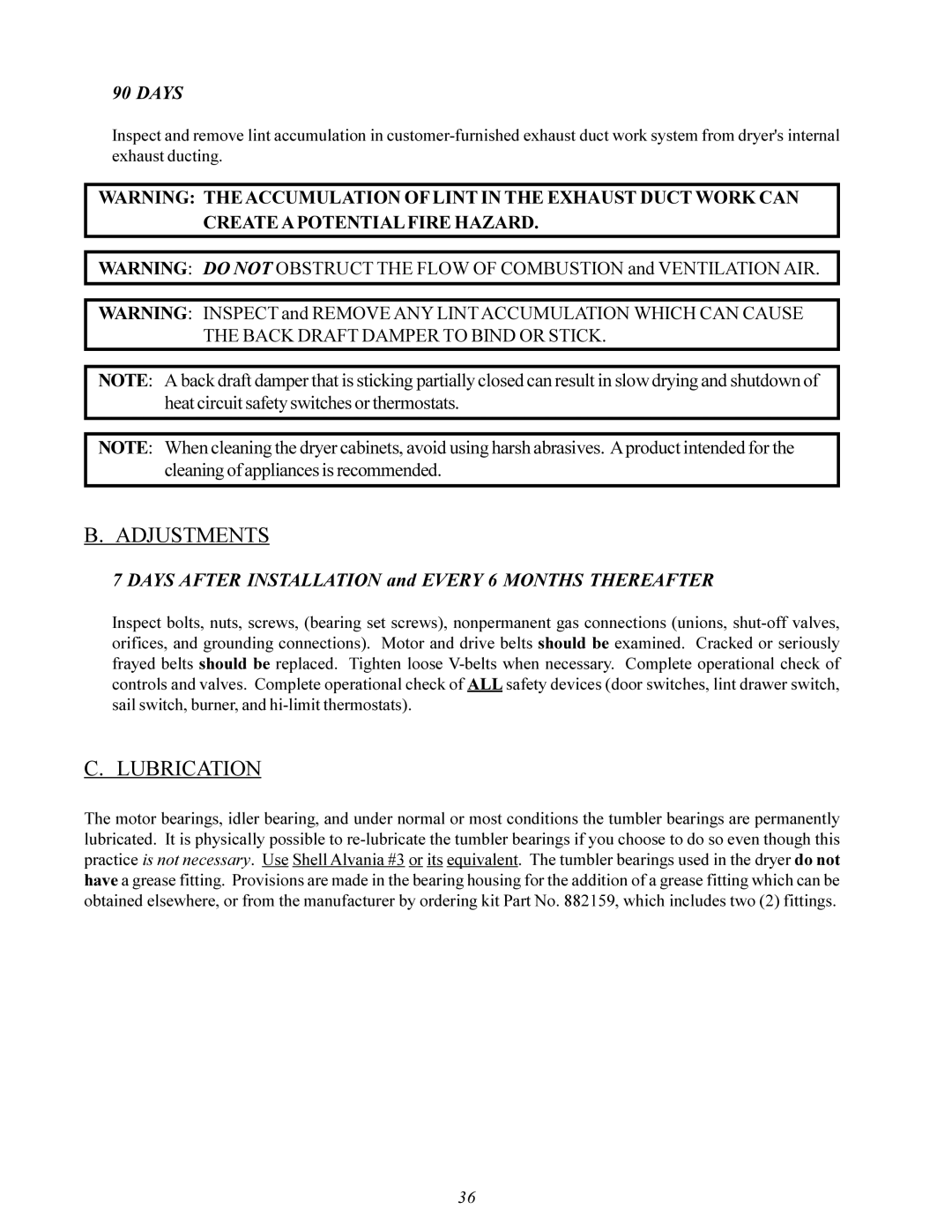 Maytag MDG-30 manual Adjustments, Lubrication 