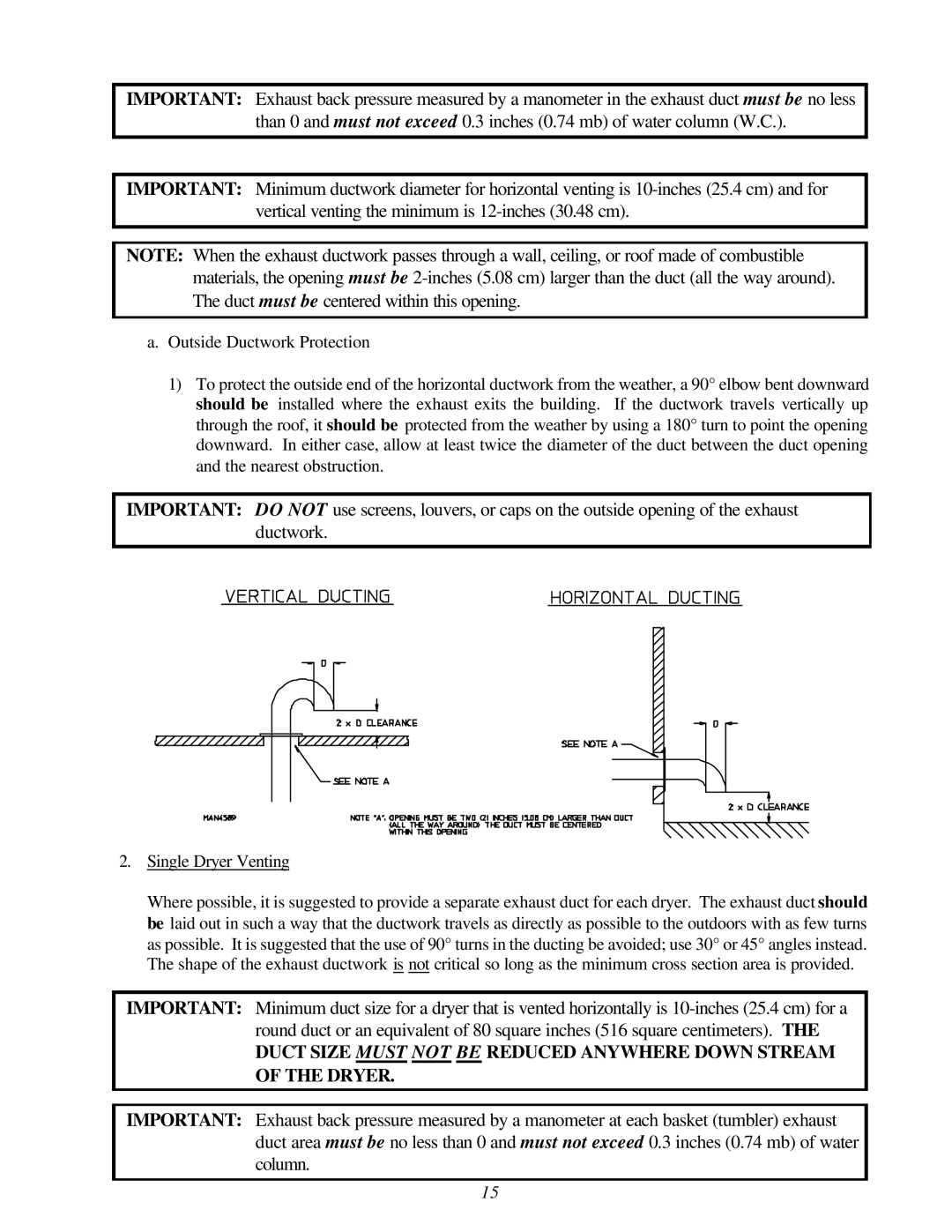 Maytag MDG-75 installation manual Single Dryer Venting 