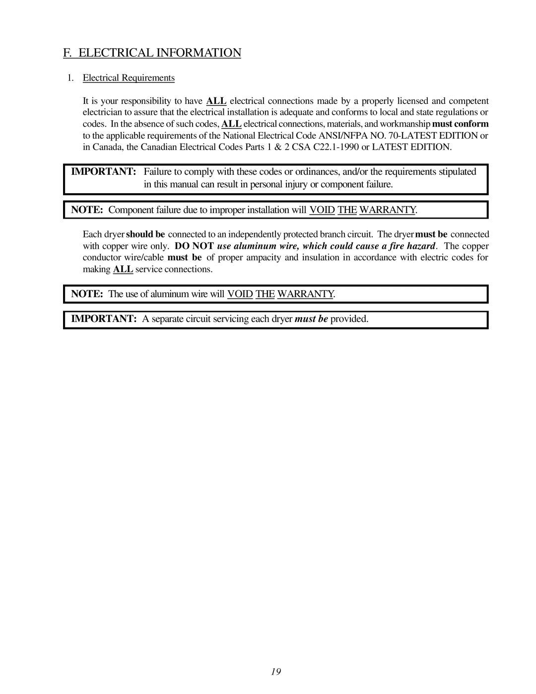 Maytag MDG-75 installation manual Electrical Information, Electrical Requirements 