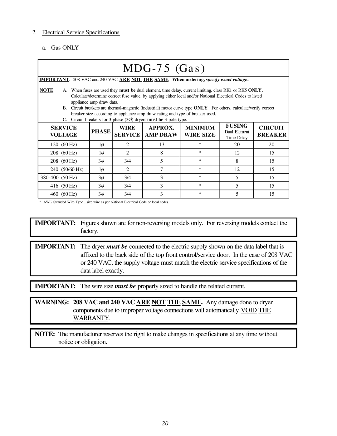 Maytag installation manual MDG-75 Gas 