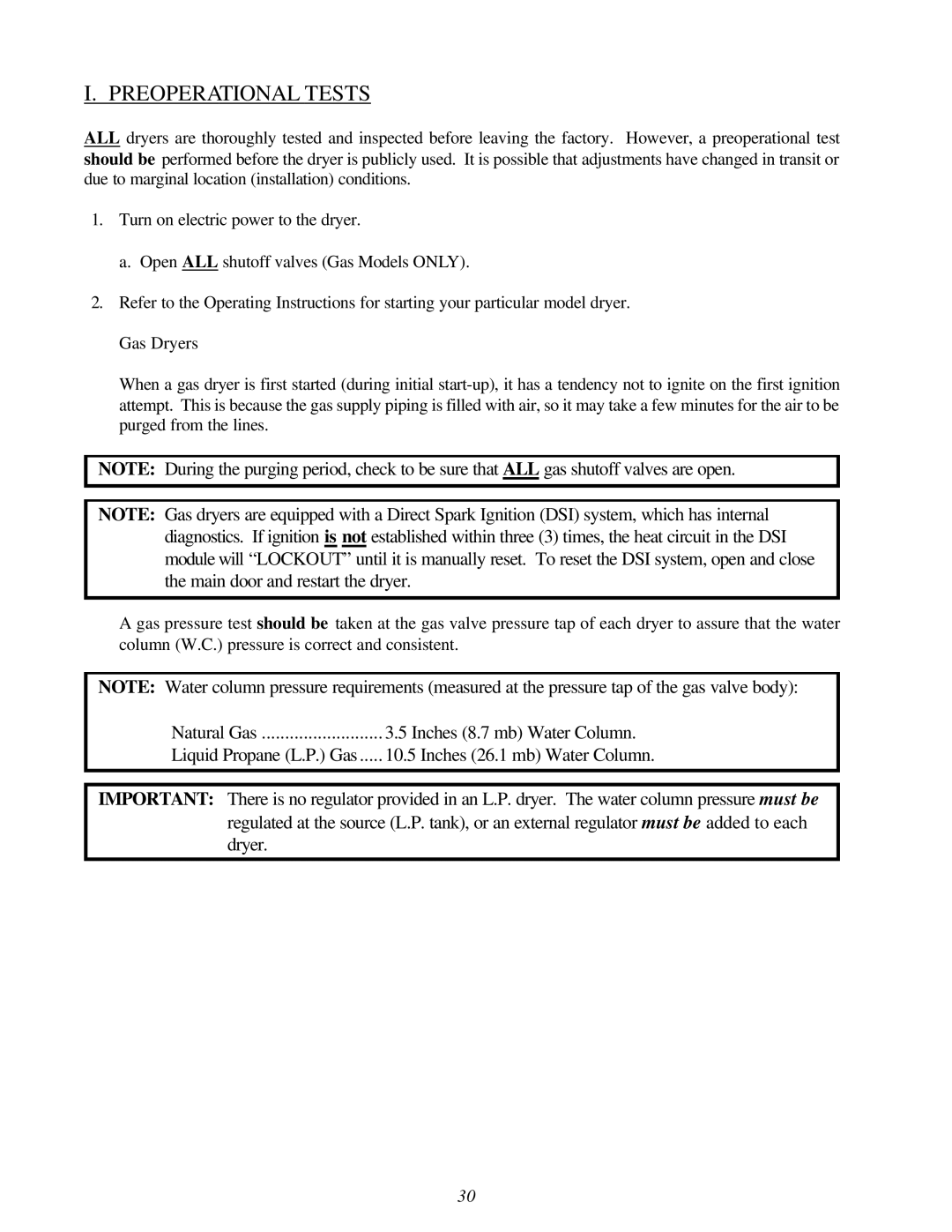 Maytag MDG-75 installation manual Preoperational Tests 